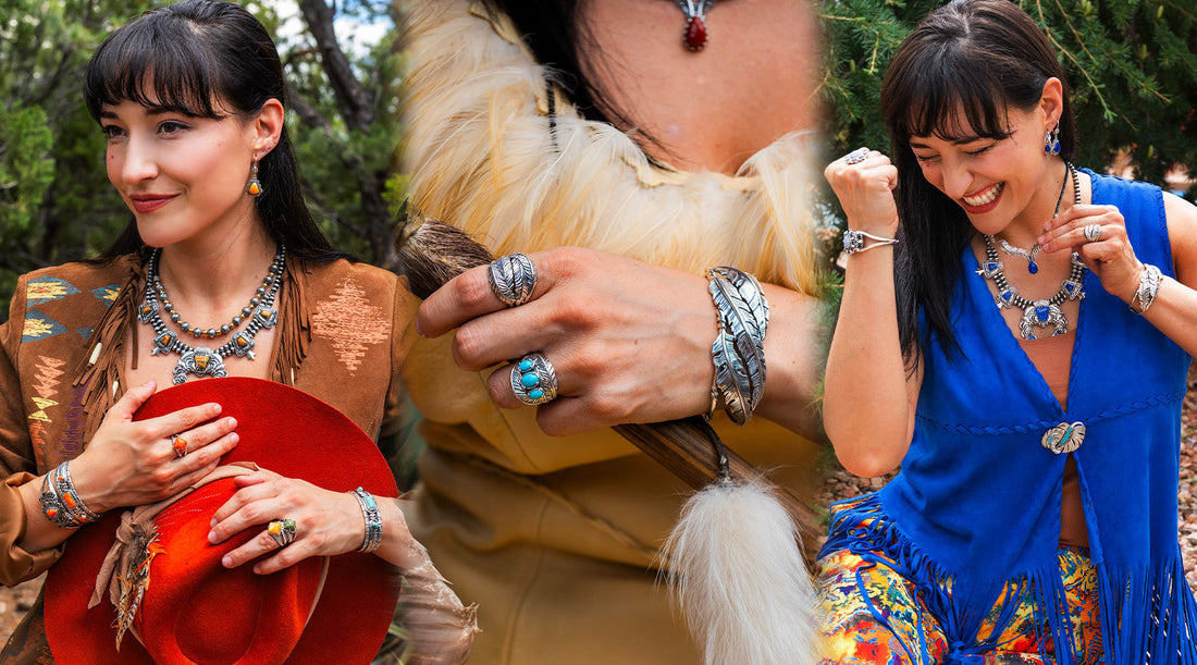 Model showcasing the latest American West Jewelry that will be featured on QVC labor day weekend 2025