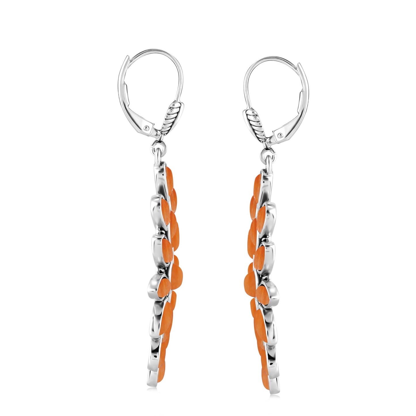 EXCLUSIVELY OURS! Sterling Silver Orange Spiny Oyster Cluster Dangle Earrings
