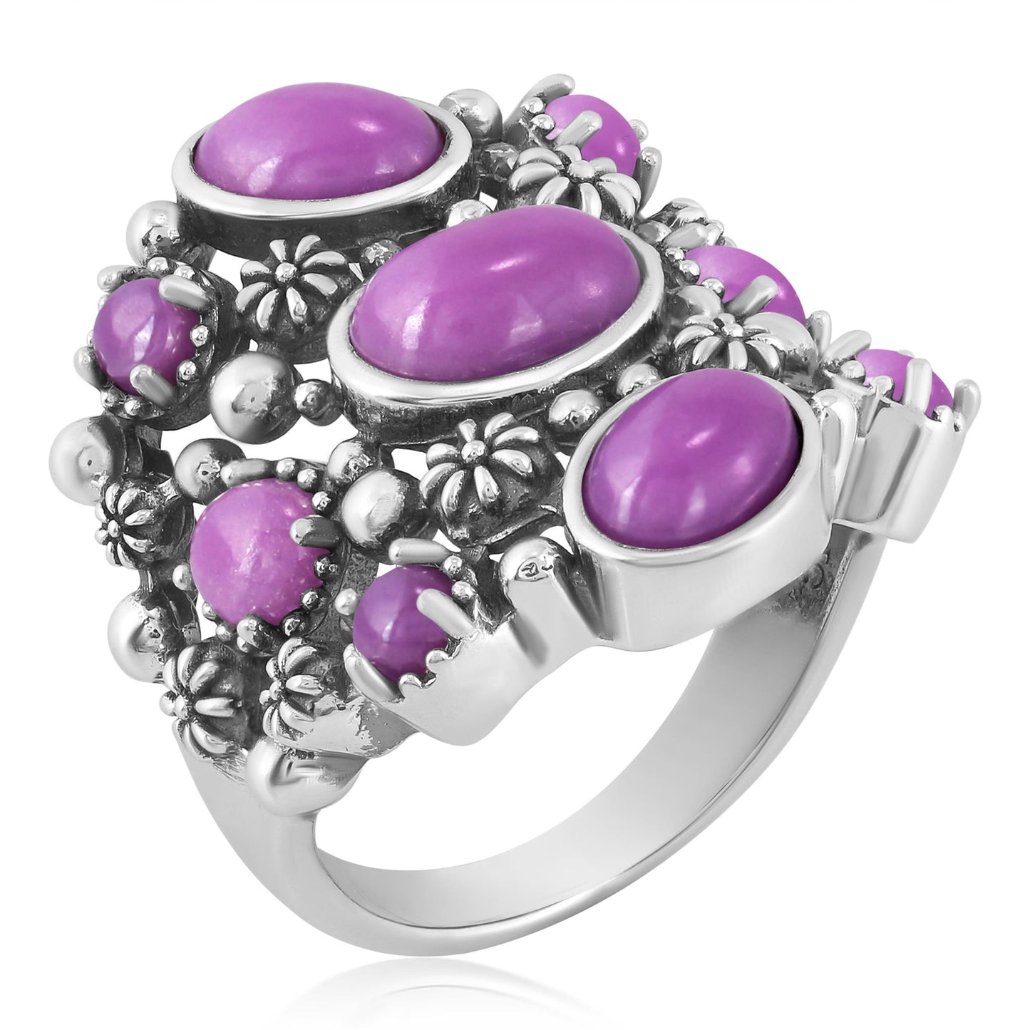 EXCLUSIVELY OURS! Sterling Silver Phosphosiderite 9-Stone Cluster Ring