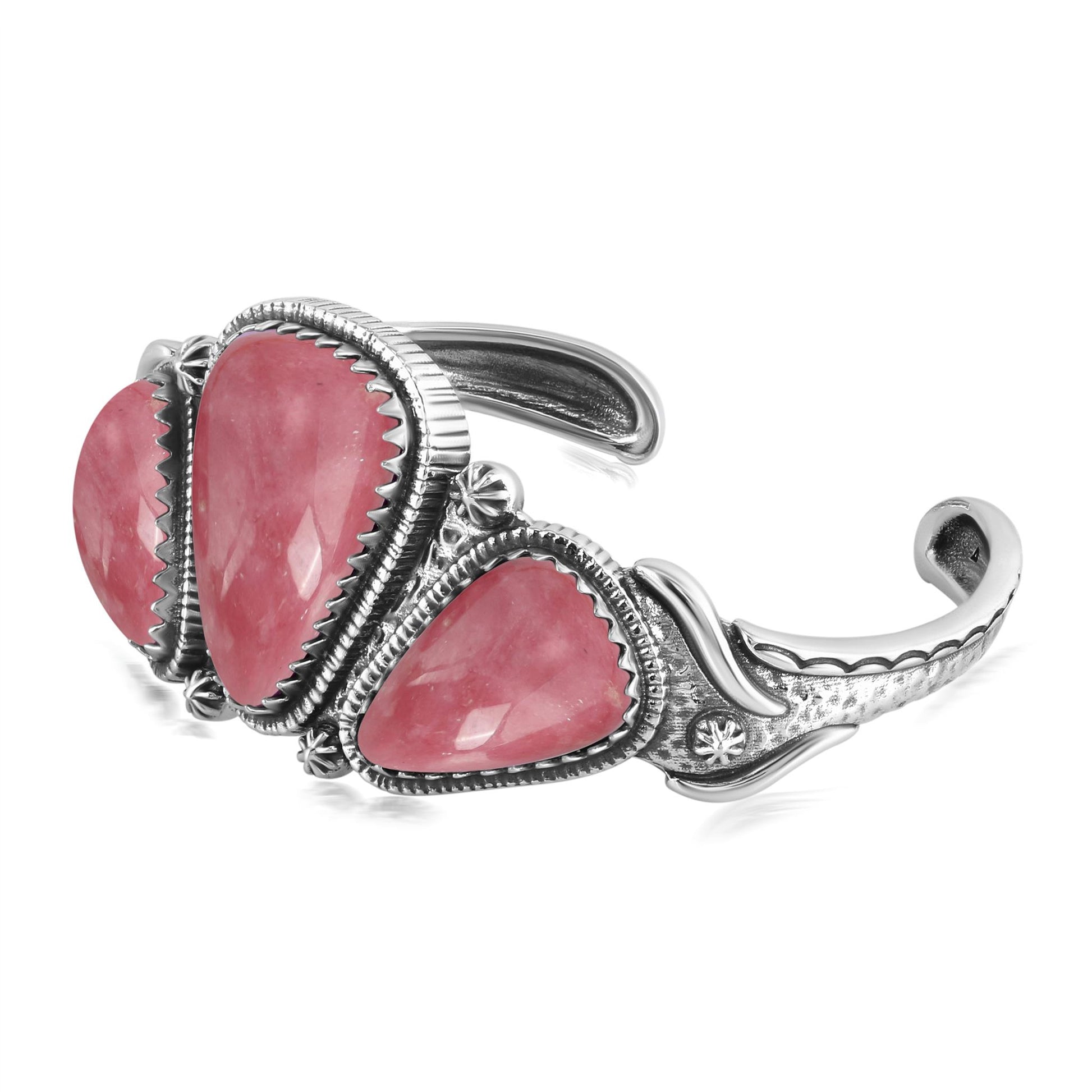 EXCLUSIVELY OURS! Sterling Silver Rhodonite 3-Stone Triangle Cuff