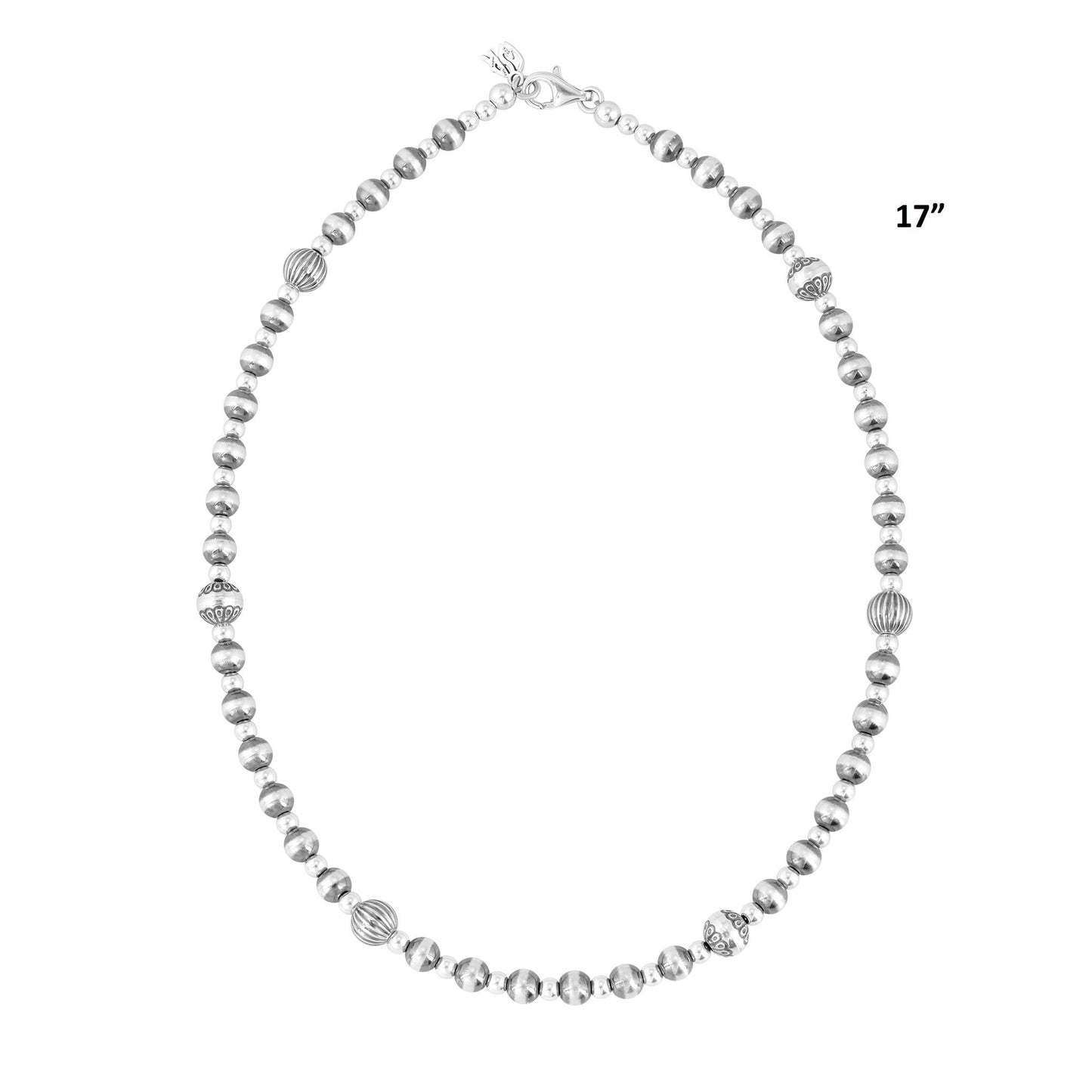 Sterling Silver Bead and Link Necklace