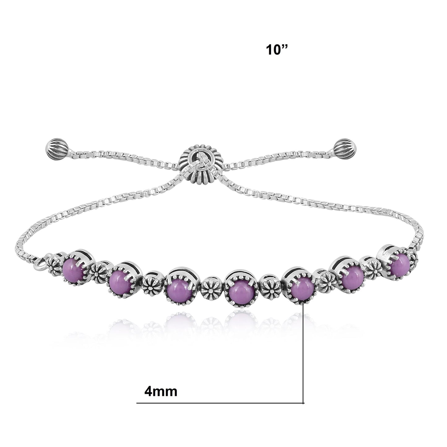 Sterling Silver Phosphosiderite Adjustable Friendship Bracelet