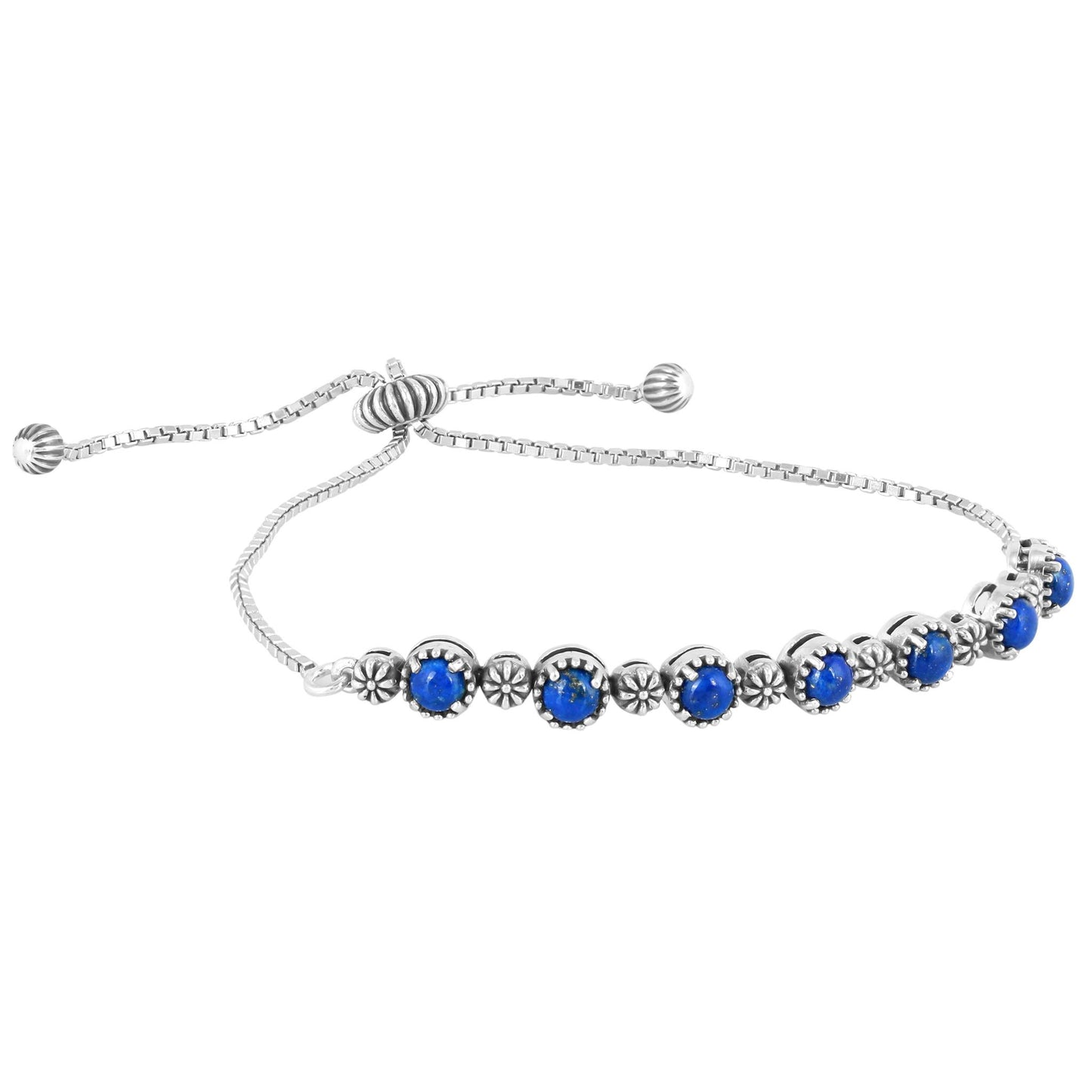 Sterling Silver Lapis Adjustable Friendship Bracelet