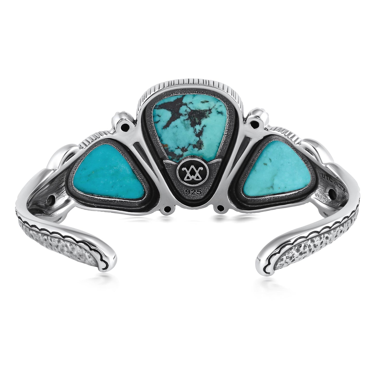 EXCLUSIVELY OURS! Sterling Silver Kingman Turquoise 3-Stone Triangle Cuff