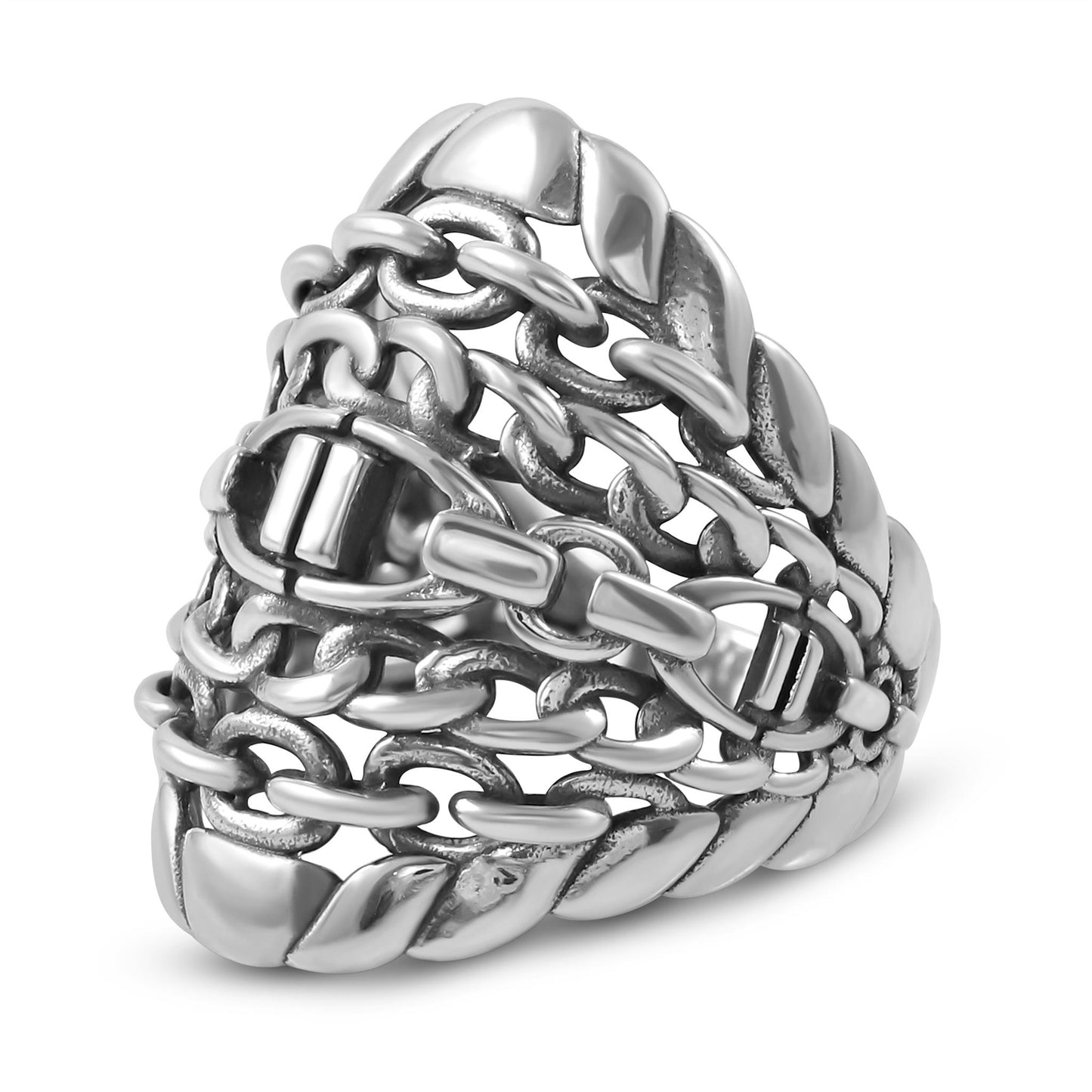 Sterling Silver Stirrup Chain Ring
