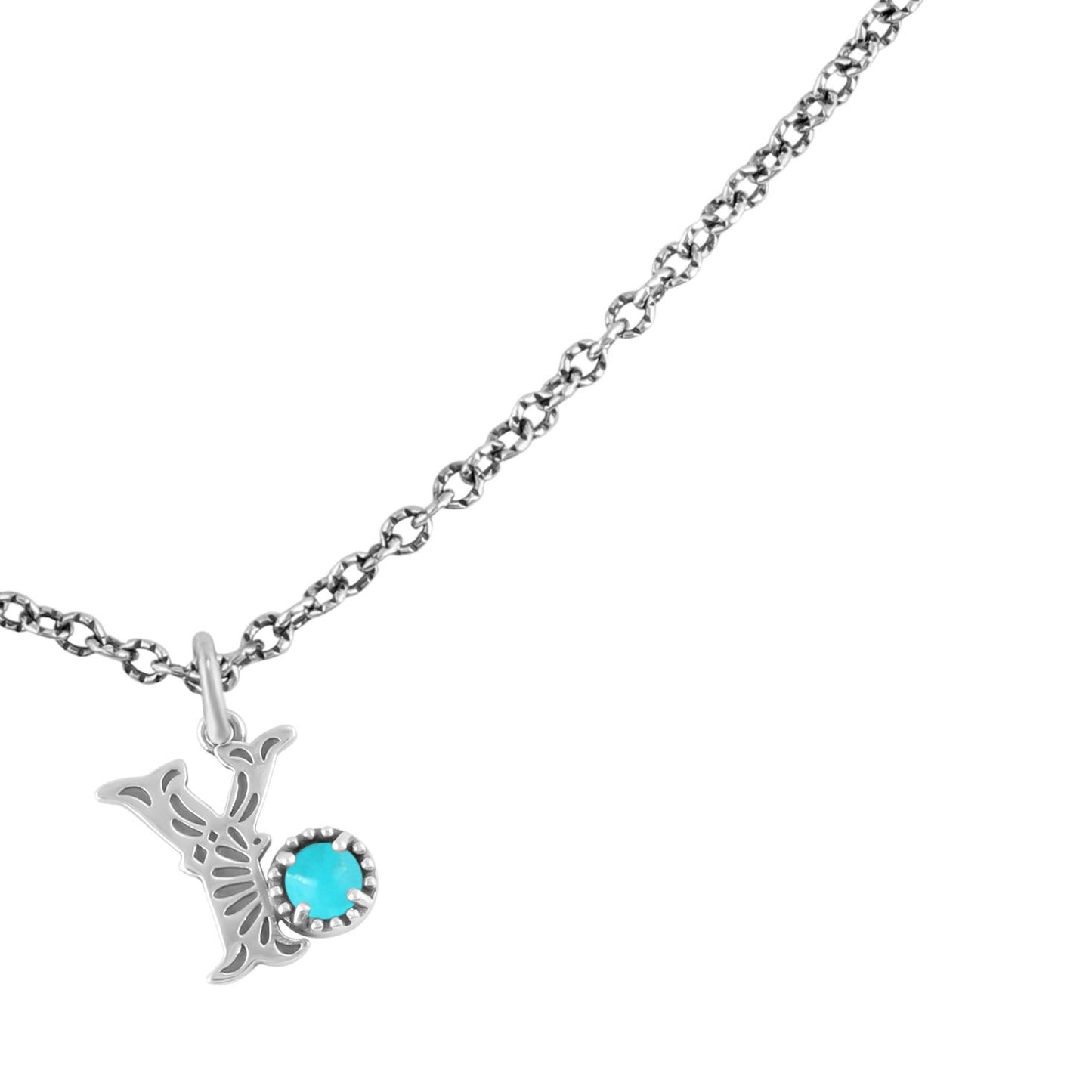 Sterling Silver Sleeping Beauty Turquoise Initial "Y" Pendant and Chain Necklace, 17 to 20 Inches