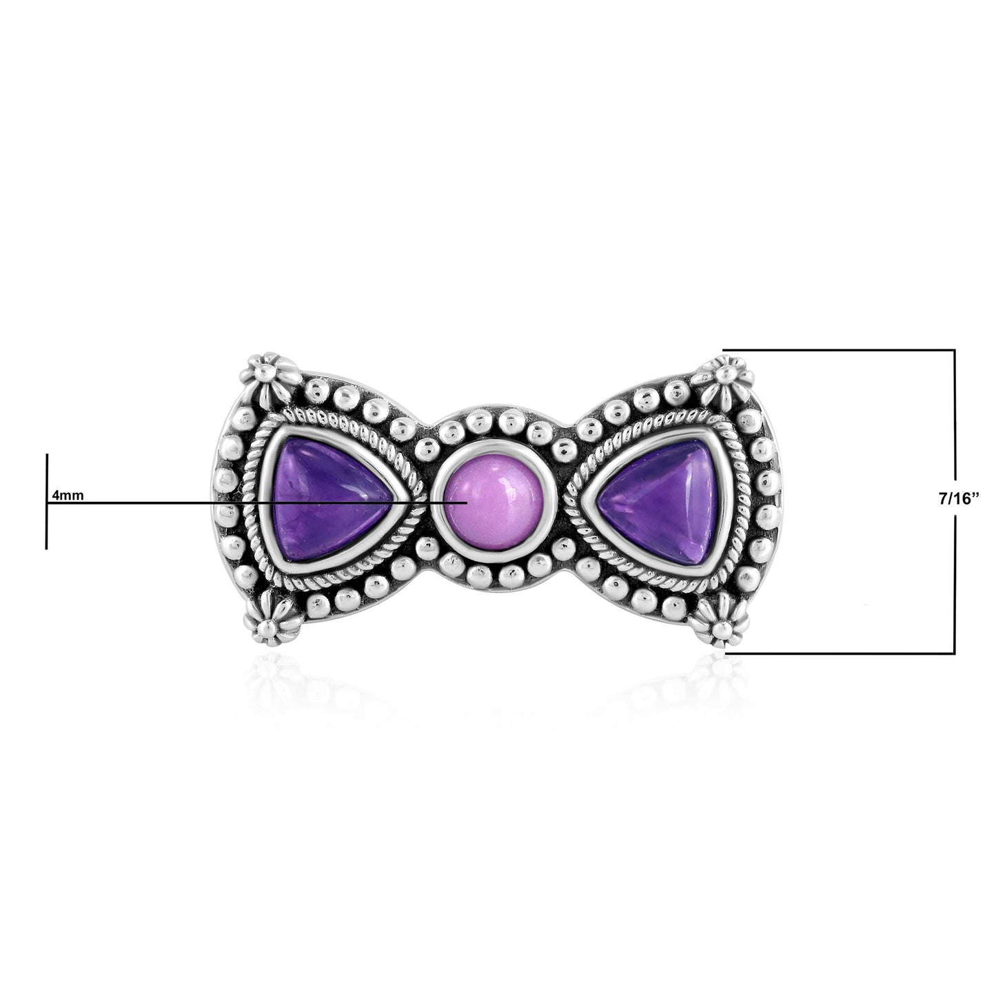 Sterling Silver Amethyst and Phosphosiderite Bow Tie Ring
