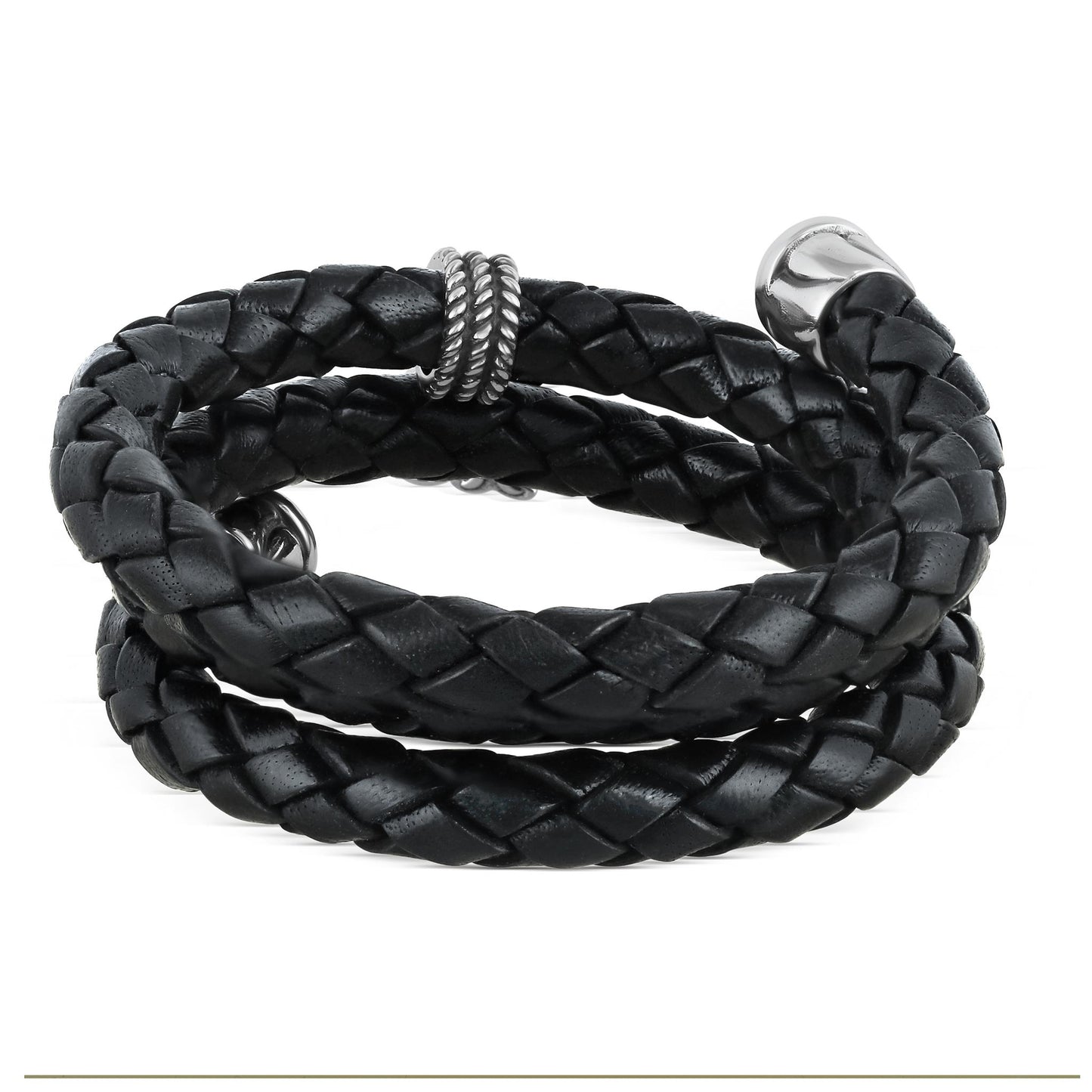 Sterling Silver Sleeping Beauty Turquoise Black Leather Initial "V" Coil Bracelet, 16 Inches