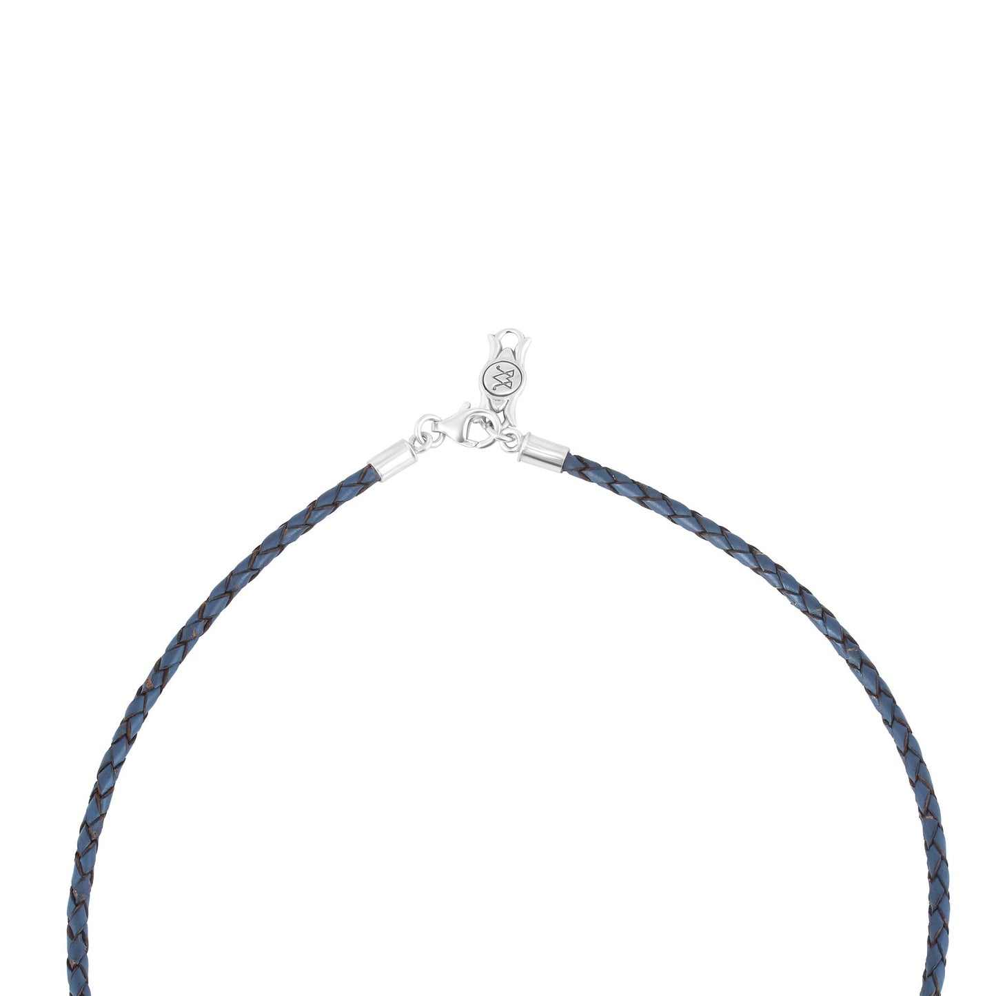 Sterling Silver Lapis Blue Leather Squash Blossom Necklace
