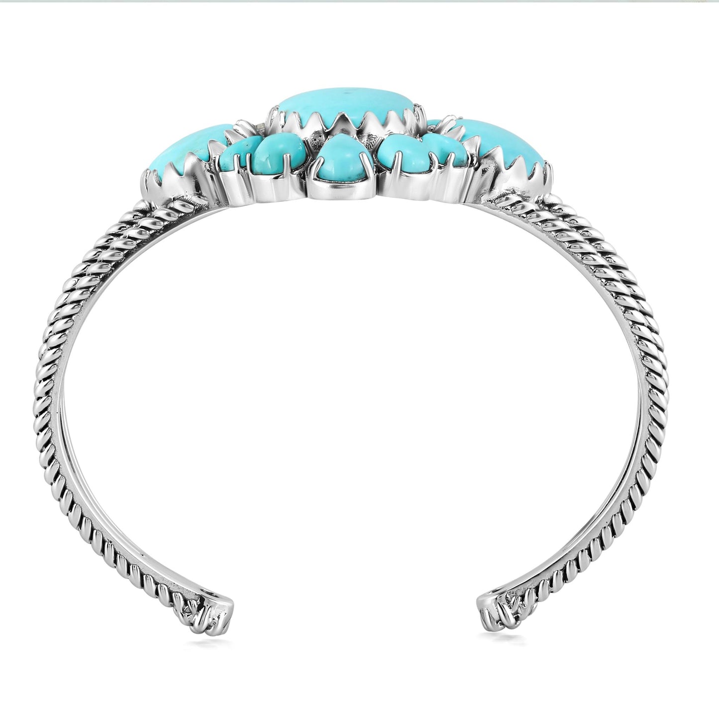 EXCLUSIVELY OURS! Sterling Silver Oval and Pear Kingman Turquoise Cuff Bracelet