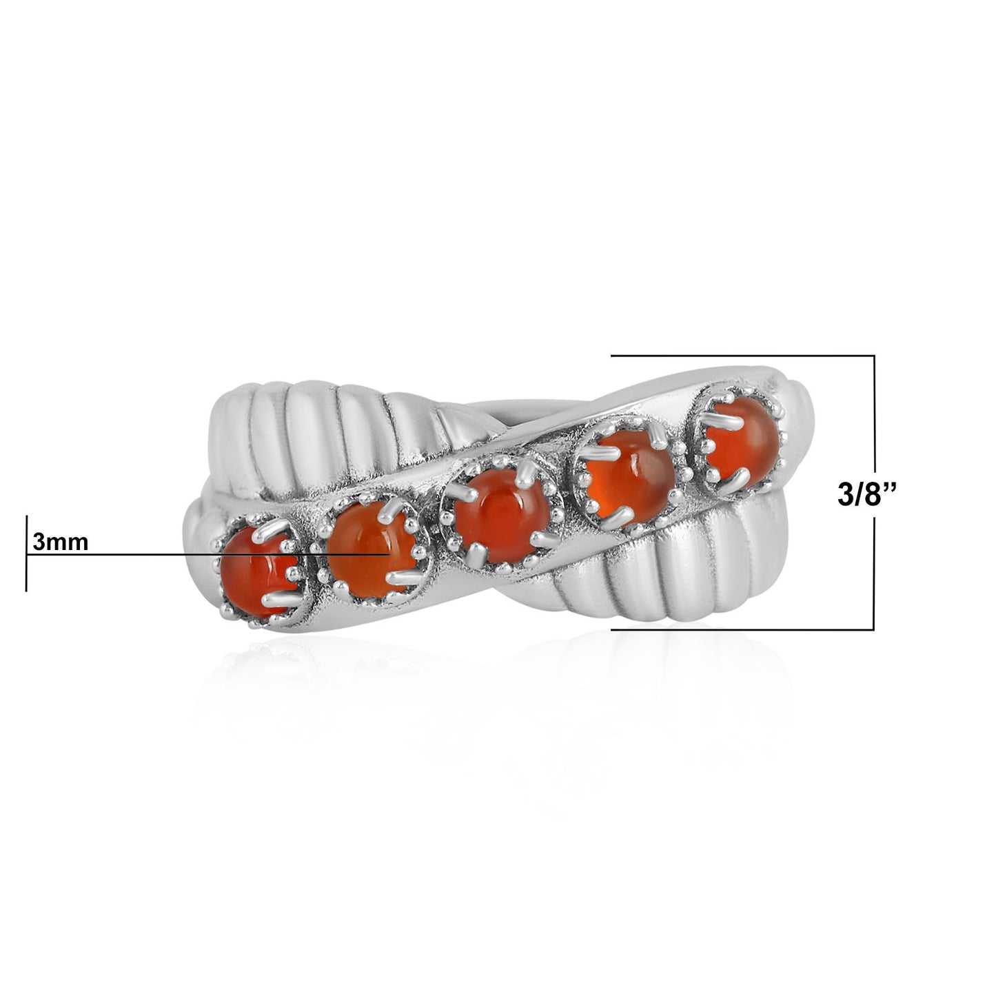 Sterling Silver Red Onyx Twist Band Ring