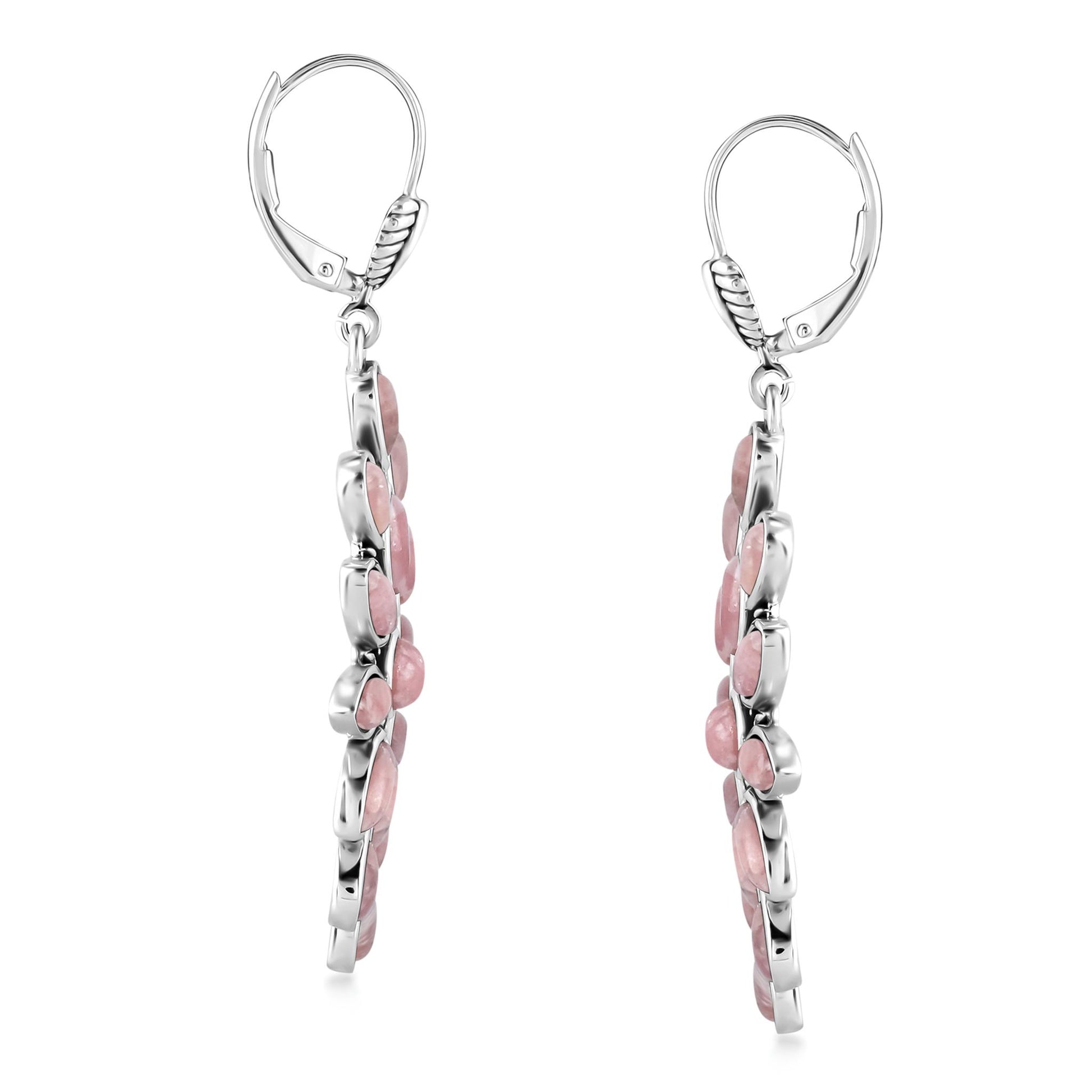 EXCLUSIVELY OURS! Sterling Silver Rhodochrosite Cluster Dangle Earrings