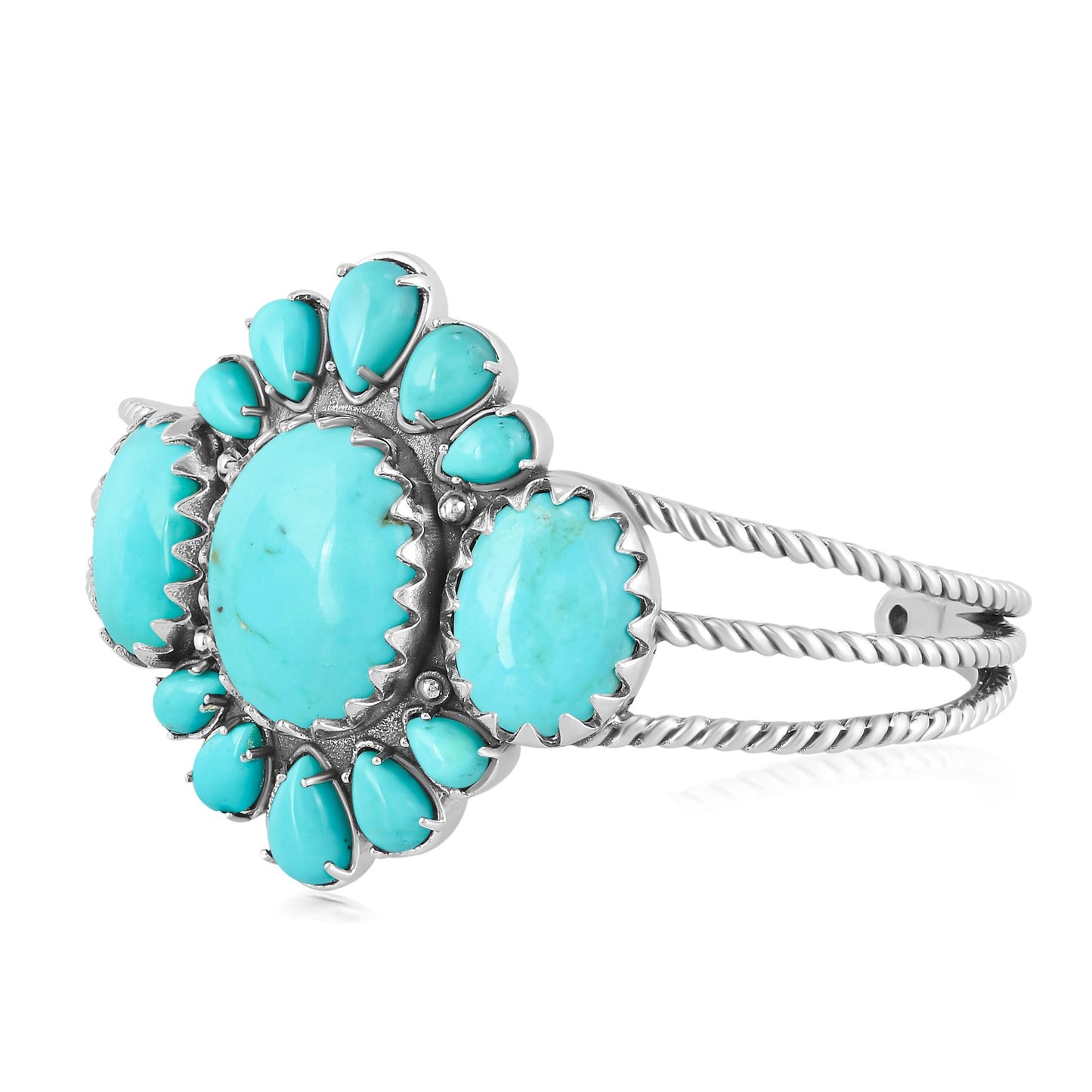 EXCLUSIVELY OURS! Sterling Silver Oval and Pear Kingman Turquoise Cuff Bracelet