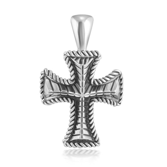 EXCLUSIVELY OURS! Sterling Silver Textured Cross Pendant Enhancer