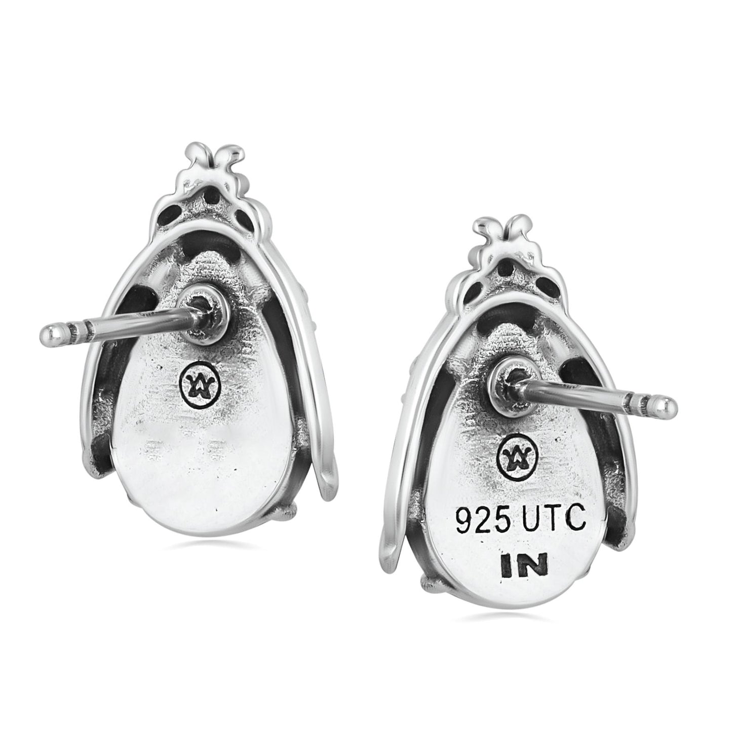 Sterling Silver Red Onyx Ladybug Stud Earrings