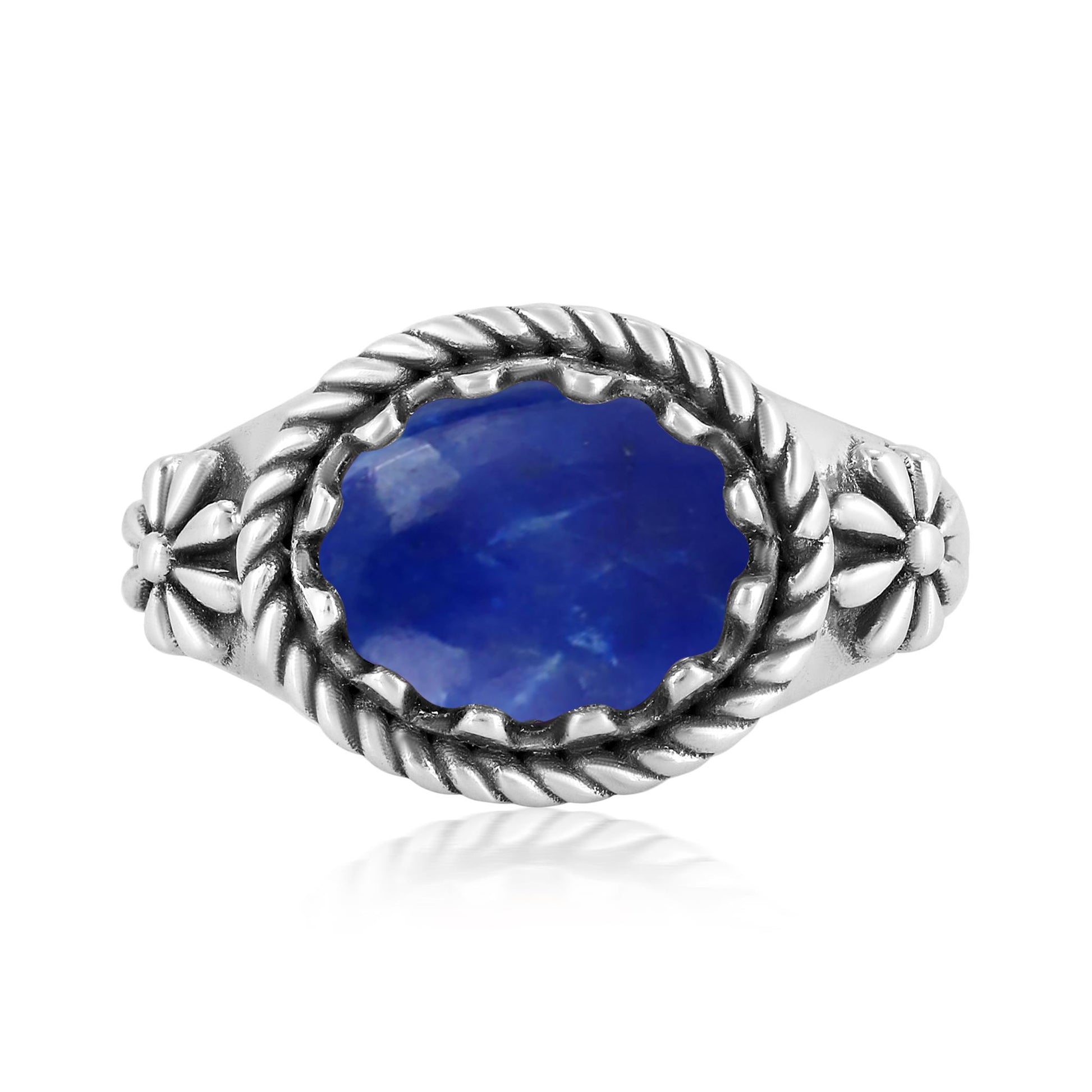 Sterling Silver Lapis East West Ring