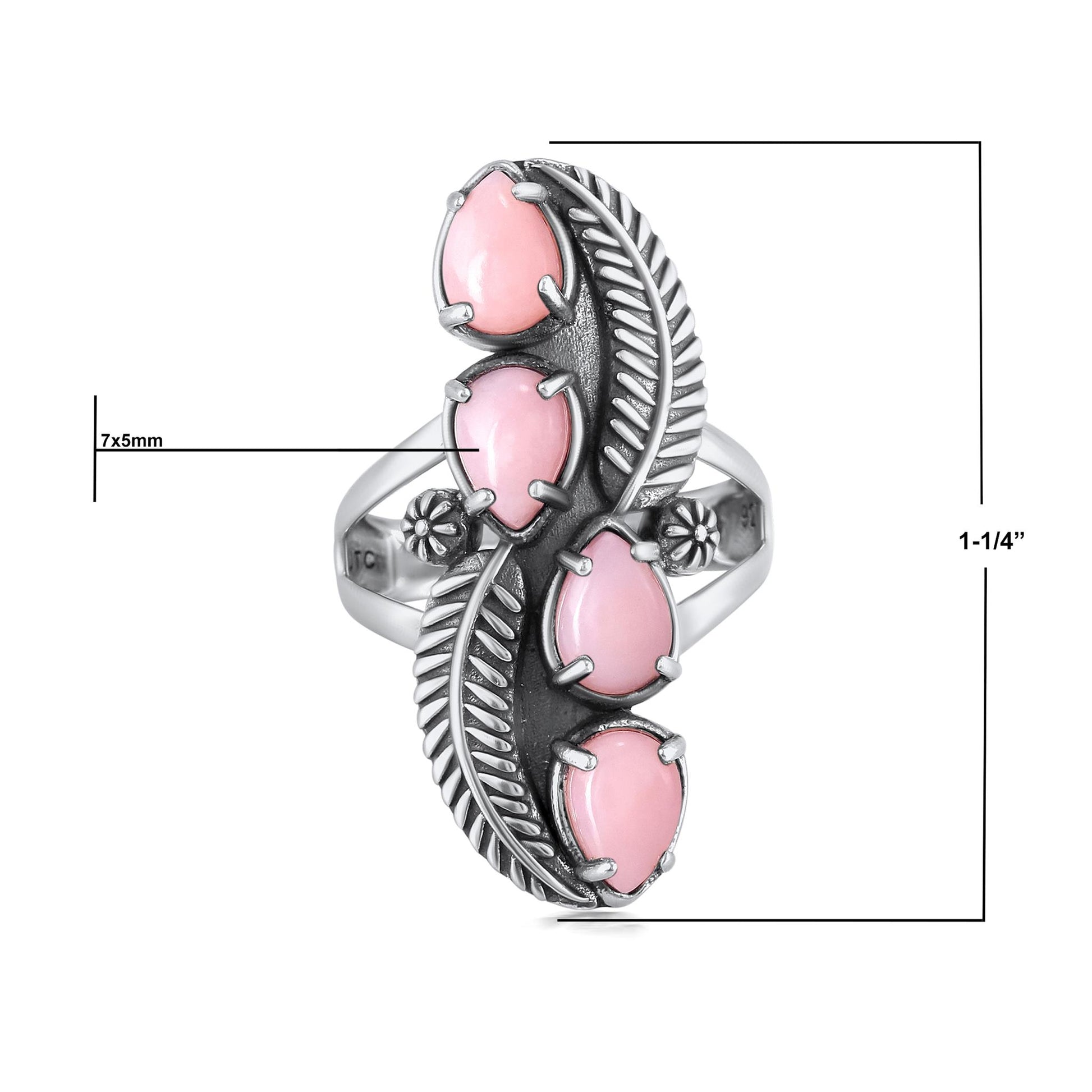 EXCLUSIVELY OURS! Sterling Silver Pink Opal Elongated Leaf Ring