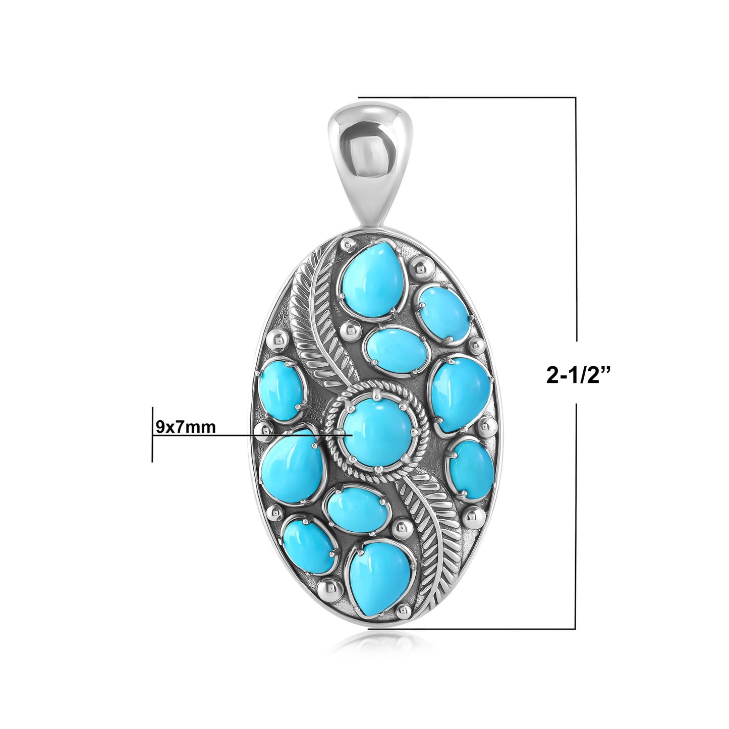 EXCLUSIVELY OURS! Sterling Silver Kingman Turquoise Oval Leaf Pendant Enhancer