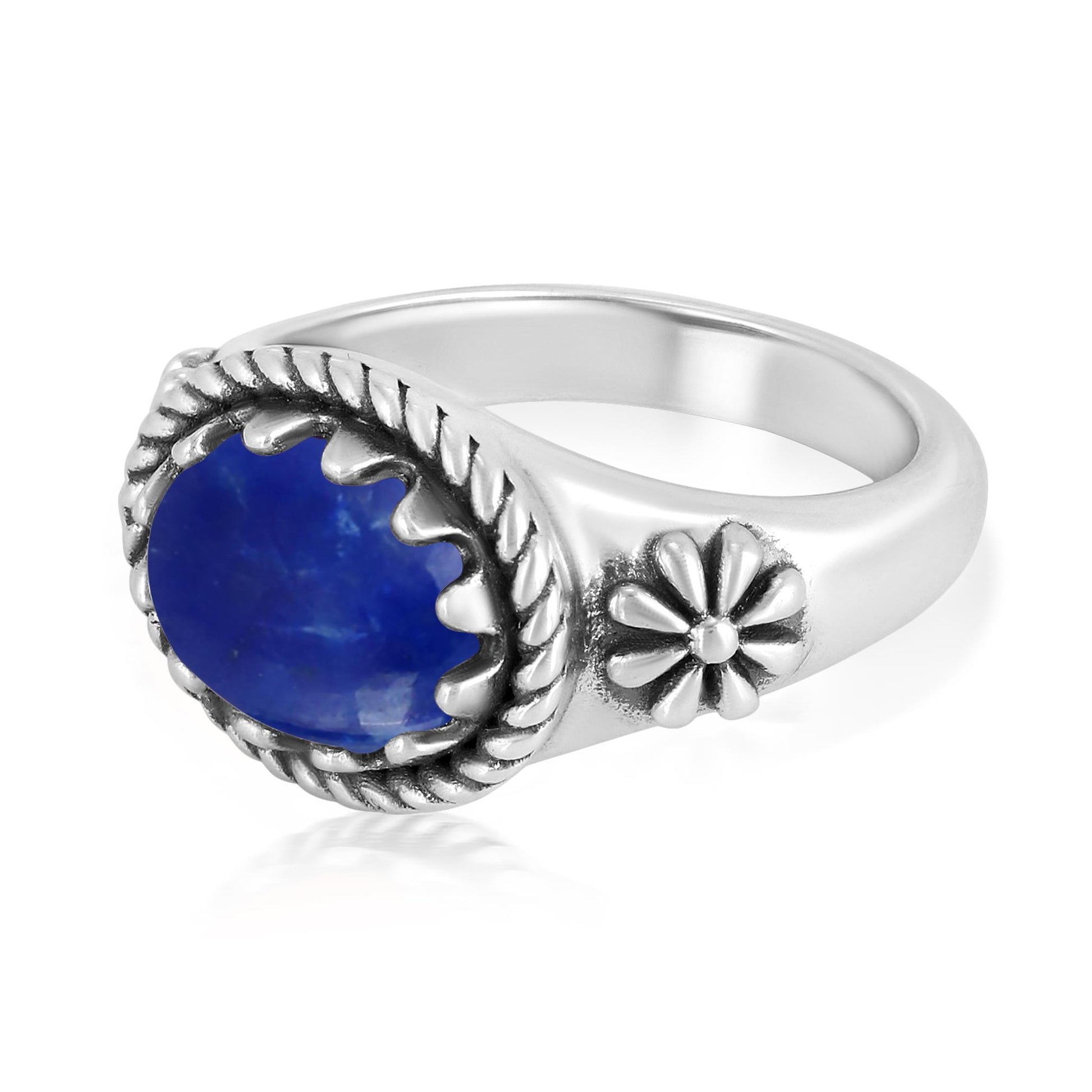 Sterling Silver Lapis East West Ring