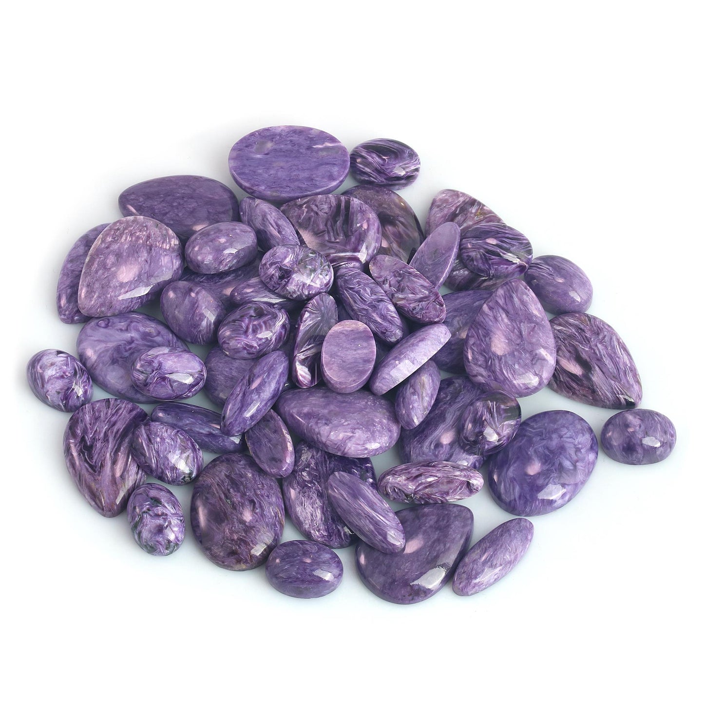 EXCLUSIVELY OURS! Sterling Silver Charoite and Phosphosiderite Trillion, Pear and Oval Stud Earrings
