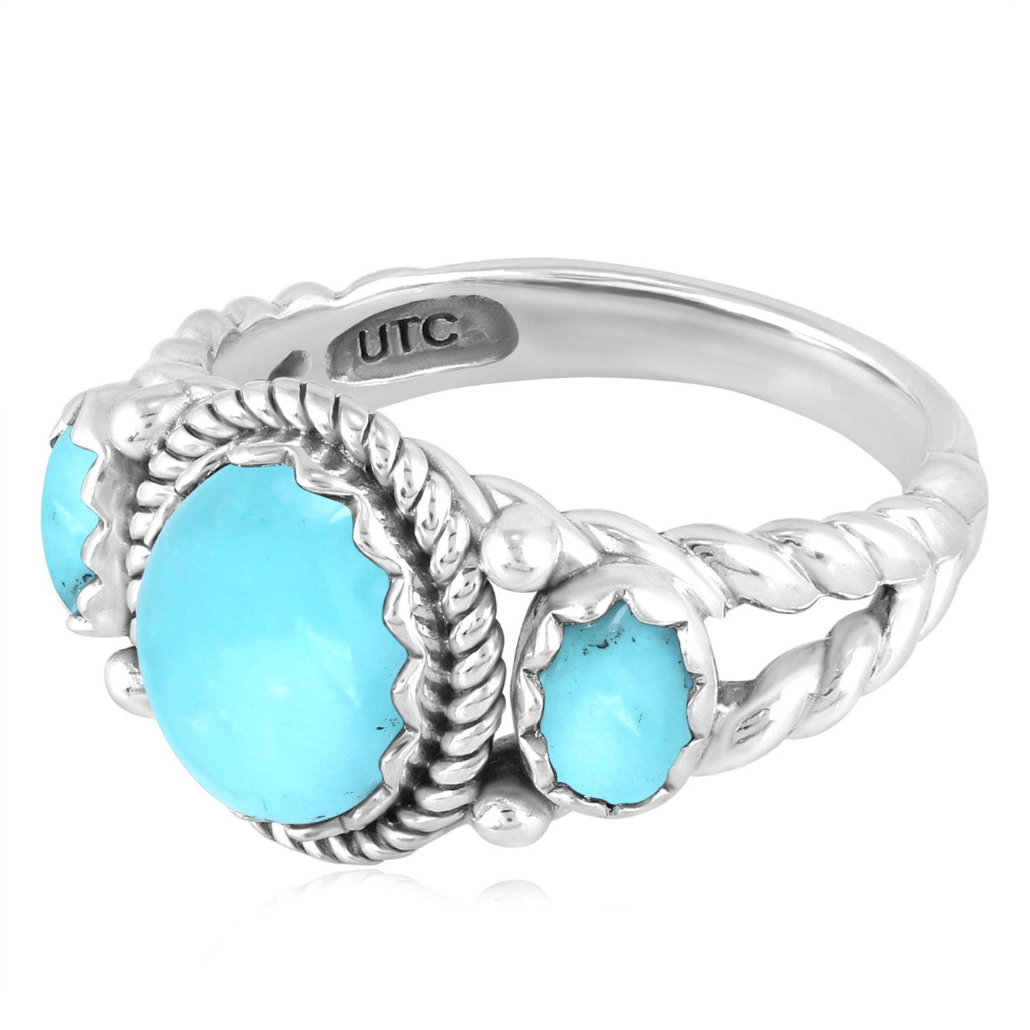 Sterling Silver Kingman Turquoise 3-Stone Ring
