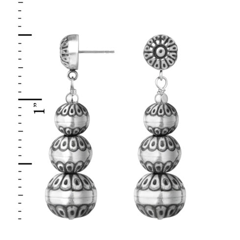 Sterling Silver Native Pearl Graduated Dangle Earrings