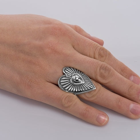 Sterling Silver Bold Heart Ring, Sizes 5 to 10