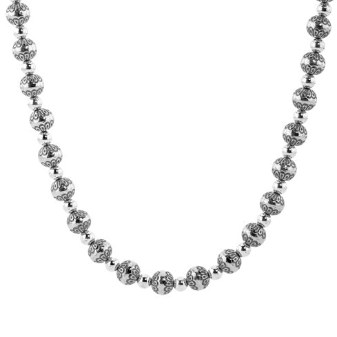 Sterling Silver Native Pearl Bead Necklace, 21 to 24 Inches