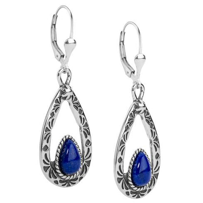 Sterling Silver Blue Lapis Gemstone Teardrop Earrings