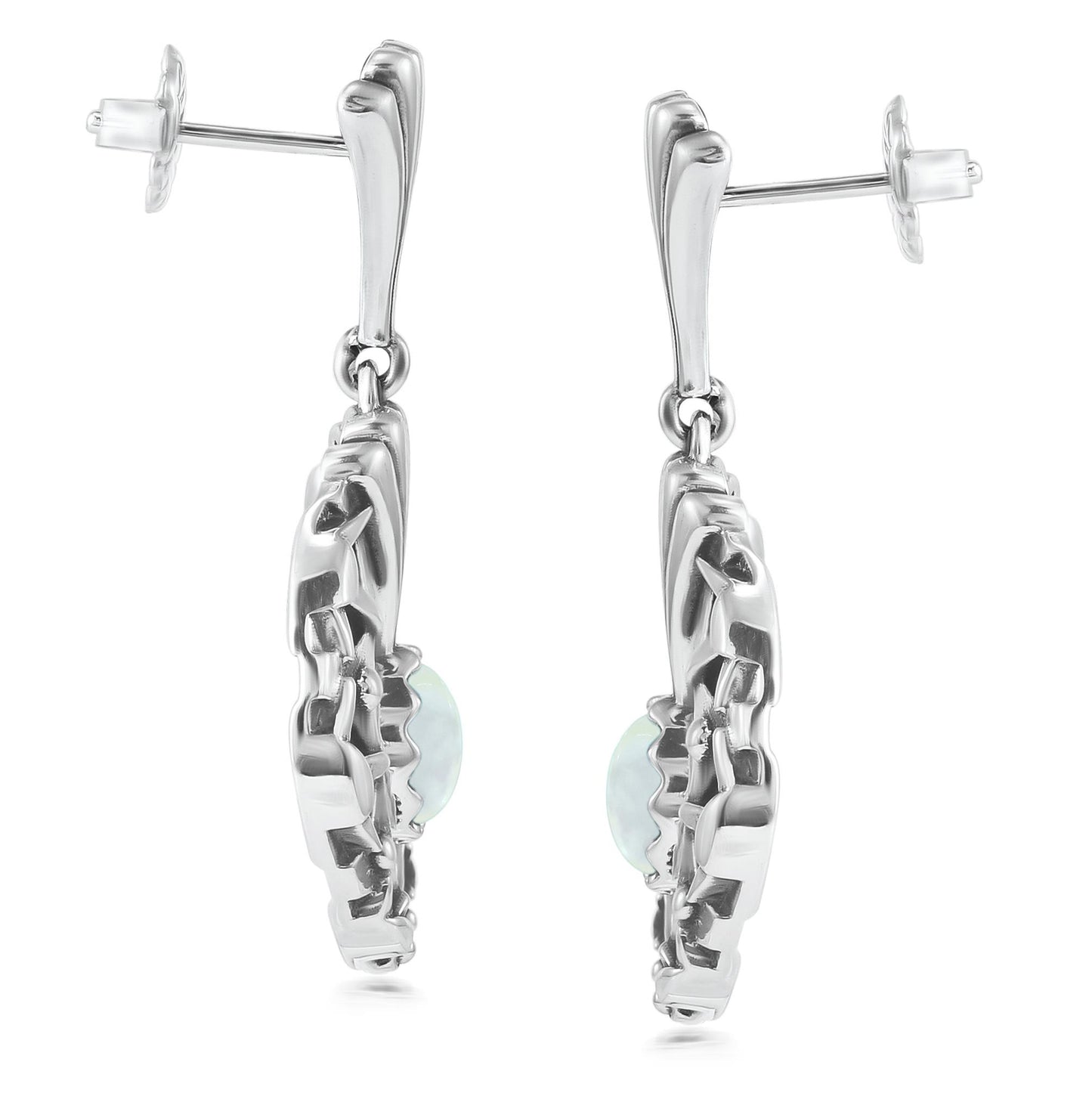 Sterling Silver Mother of Pearl Fritz Casuse Oval Gemstone Naja Earrings