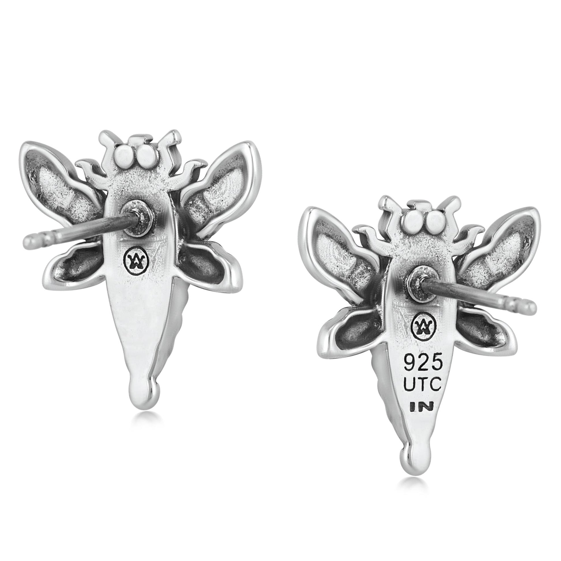 Sterling Silver Denim Lapis Dragonfly Stud Earrings