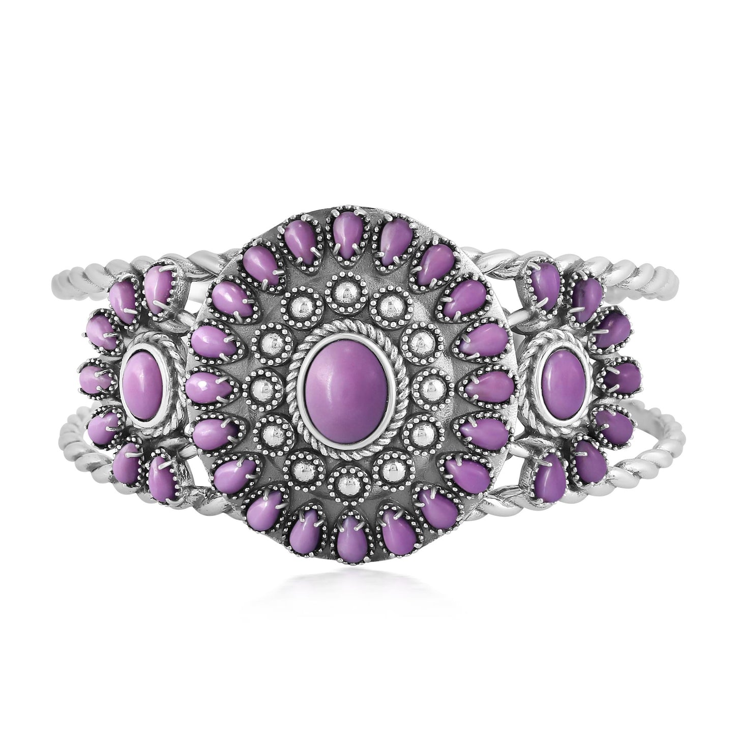 EXCLUSIVELY OURS! Sterling Silver Phosphosiderite Bold Pear and Oval Cut Cuff Bracelet, Sizes Small to Large