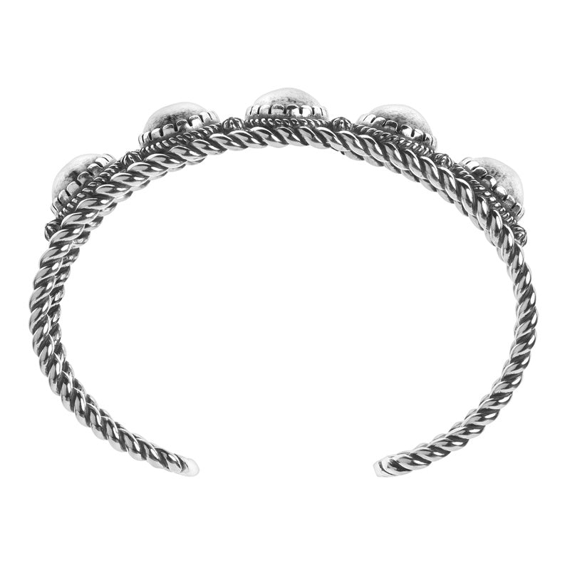 Sterling Silver White Howlite 5-Stone Cuff Bracelet, Sizes Small to Large