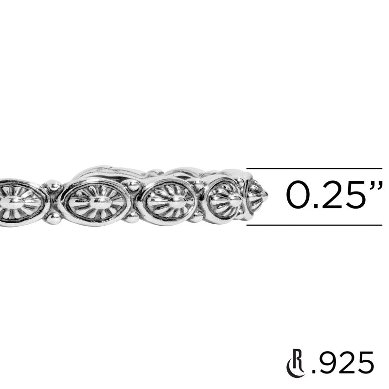 Sterling Silver Narrow Concha Cuff Bracelet, Sizes Small to Large