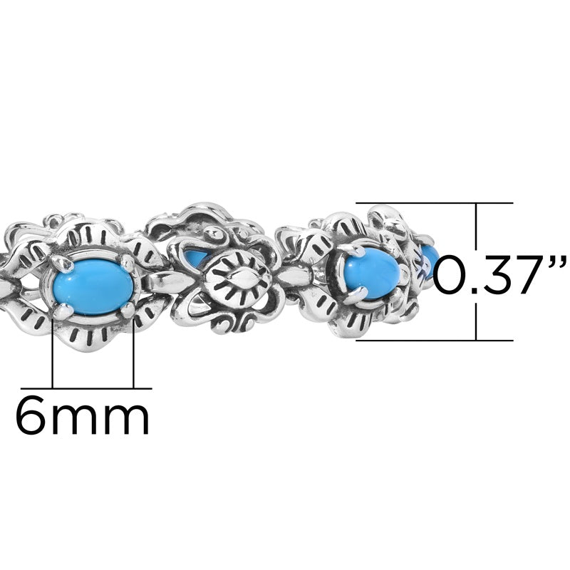 Sterling Silver Sleeping Beauty Turquoise Concha Link Bracelet, Sizes Small to Large