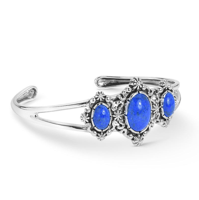 Sterling Silver Denim Lapis Gemstone Bracelet