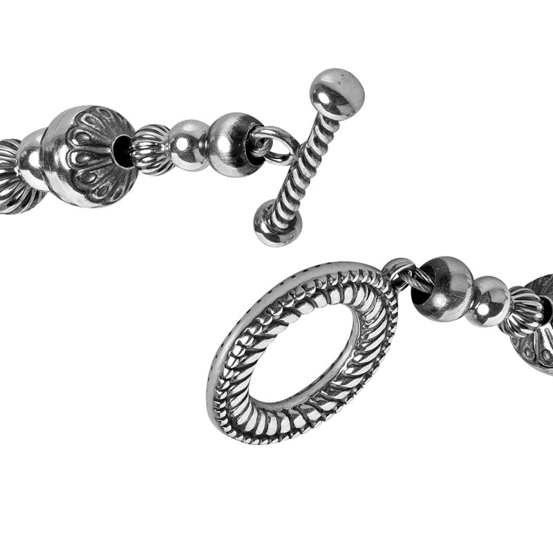 Sterling Silver Native Pearl Mixed Beads Toggle Bracelet Sizes Small to Large