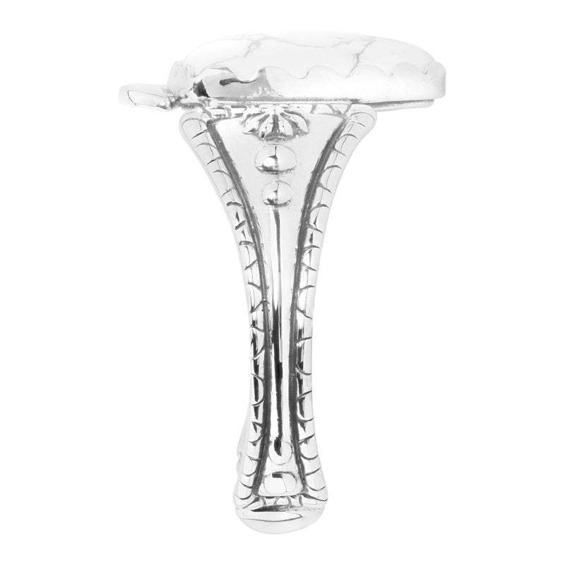 Sterling Silver White Howlite Arrowhead Cuff Bracelet, Sizes Small to Large