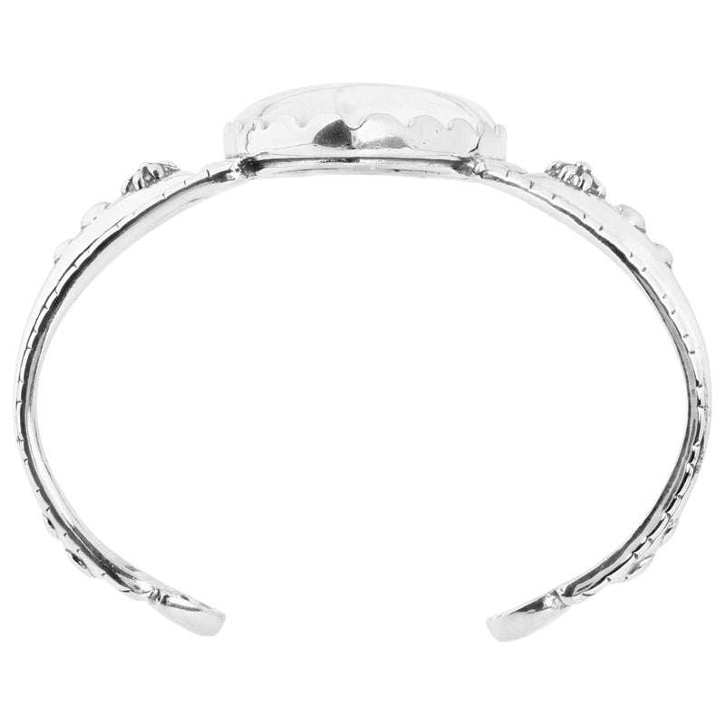 Sterling Silver White Howlite Arrowhead Cuff Bracelet, Sizes Small to Large