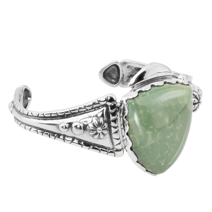 Sterling Silver Green Turquoise Arrowhead Cuff Bracelet Sizes Small to Large