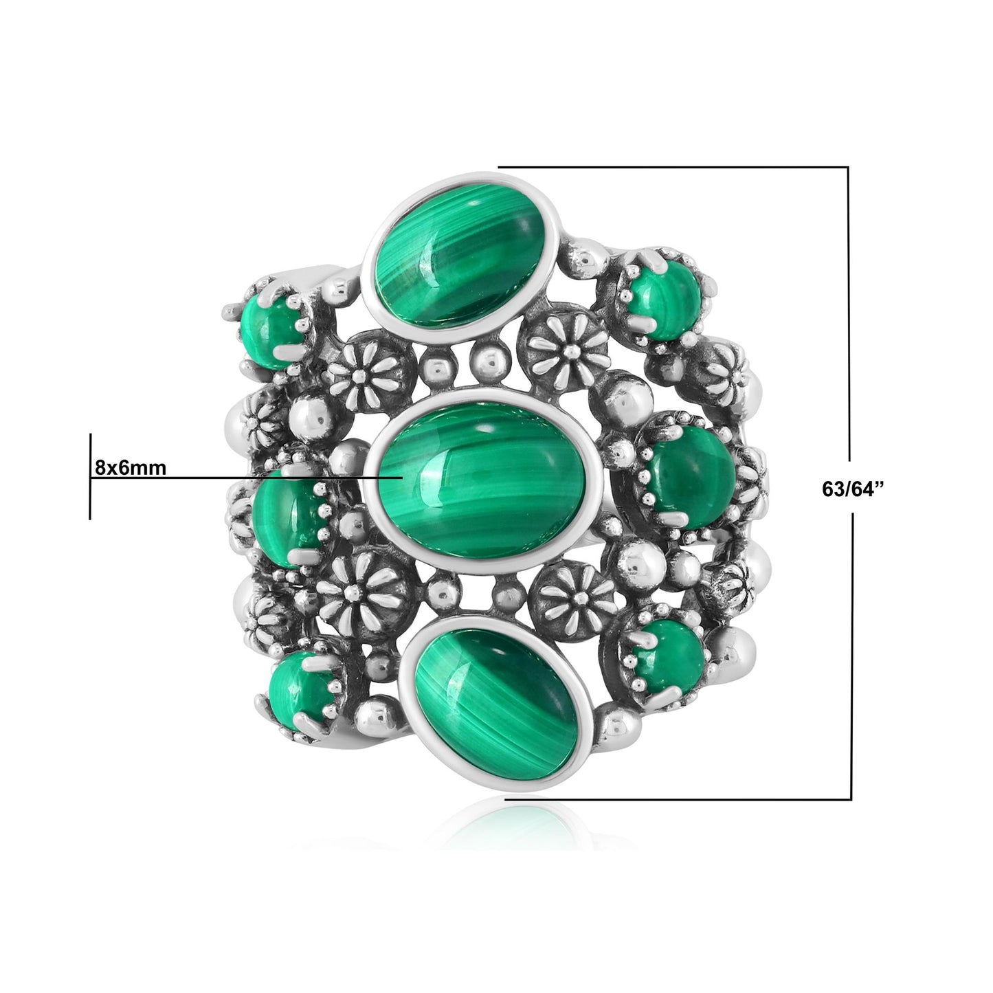 EXCLUSIVELY OURS! Sterling Silver Malachite 9-Stone Cluster Ring