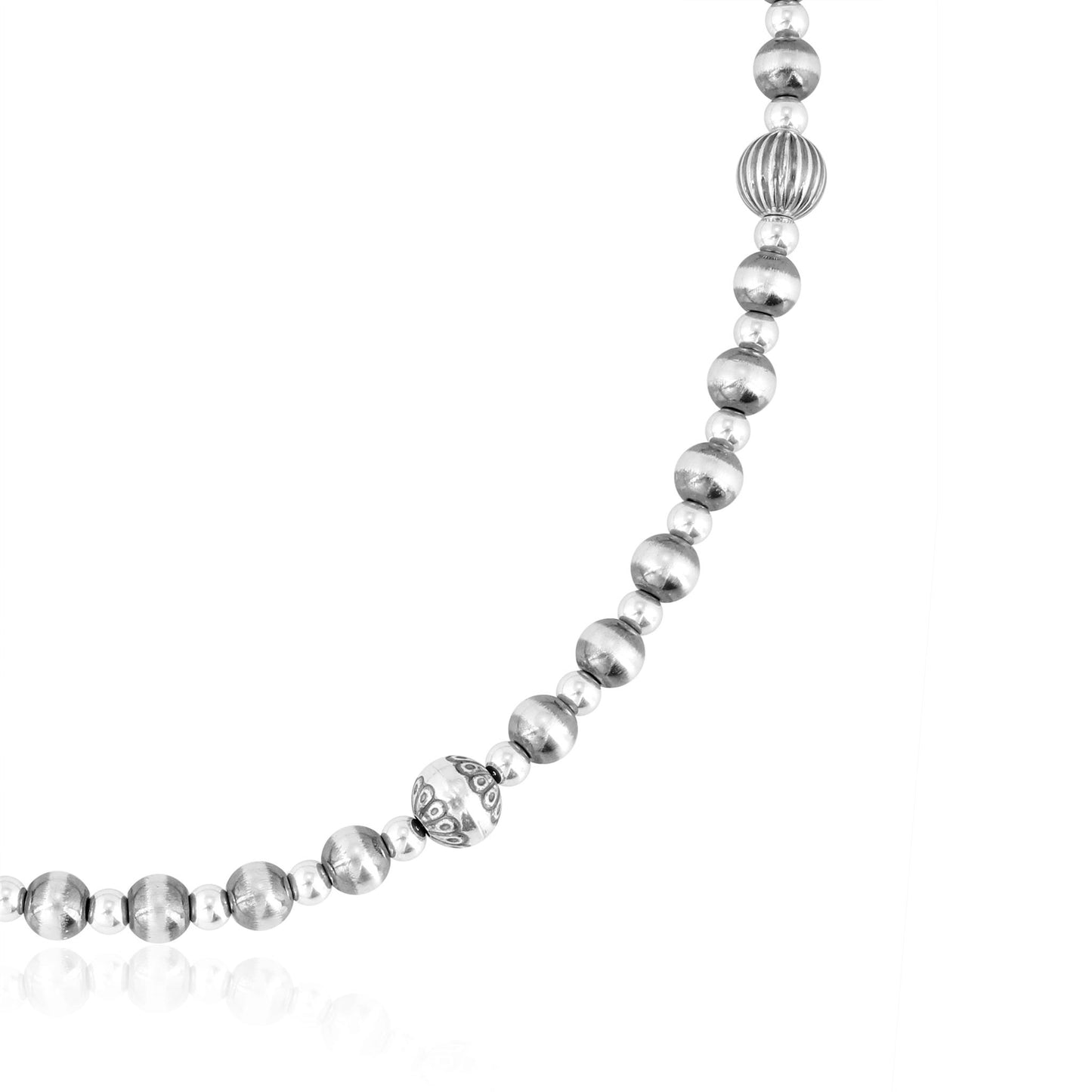 Sterling Silver Bead and Link Necklace