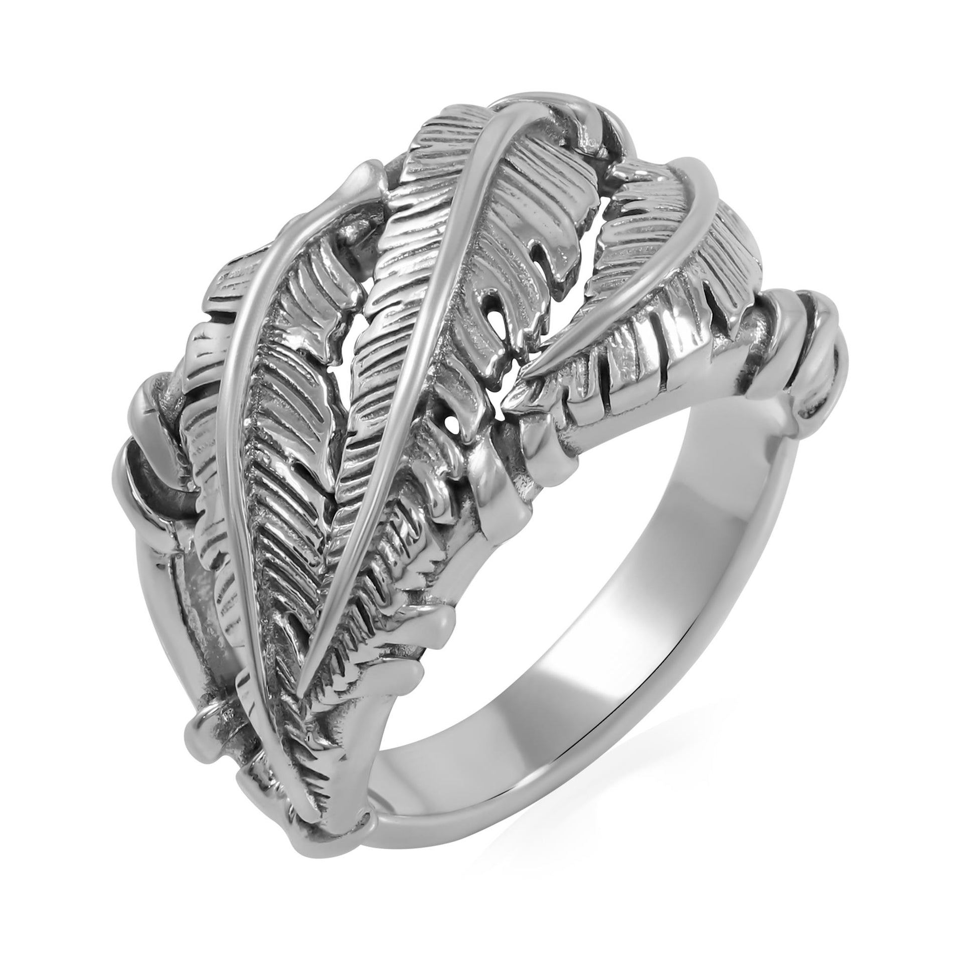 Sterling Silver 3-Feather Ring