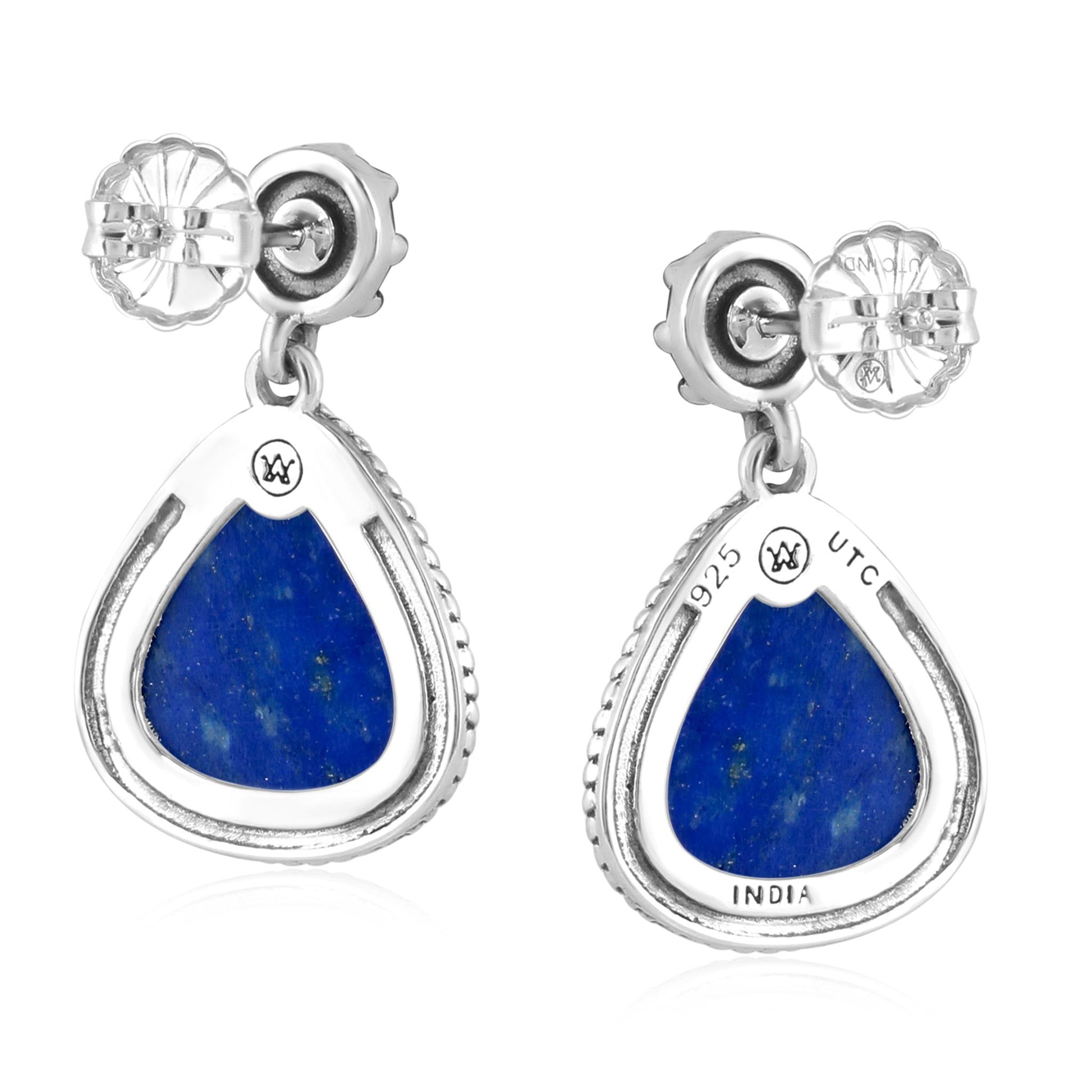 Sterling Silver Lapis Trillion Cut Post Earrings