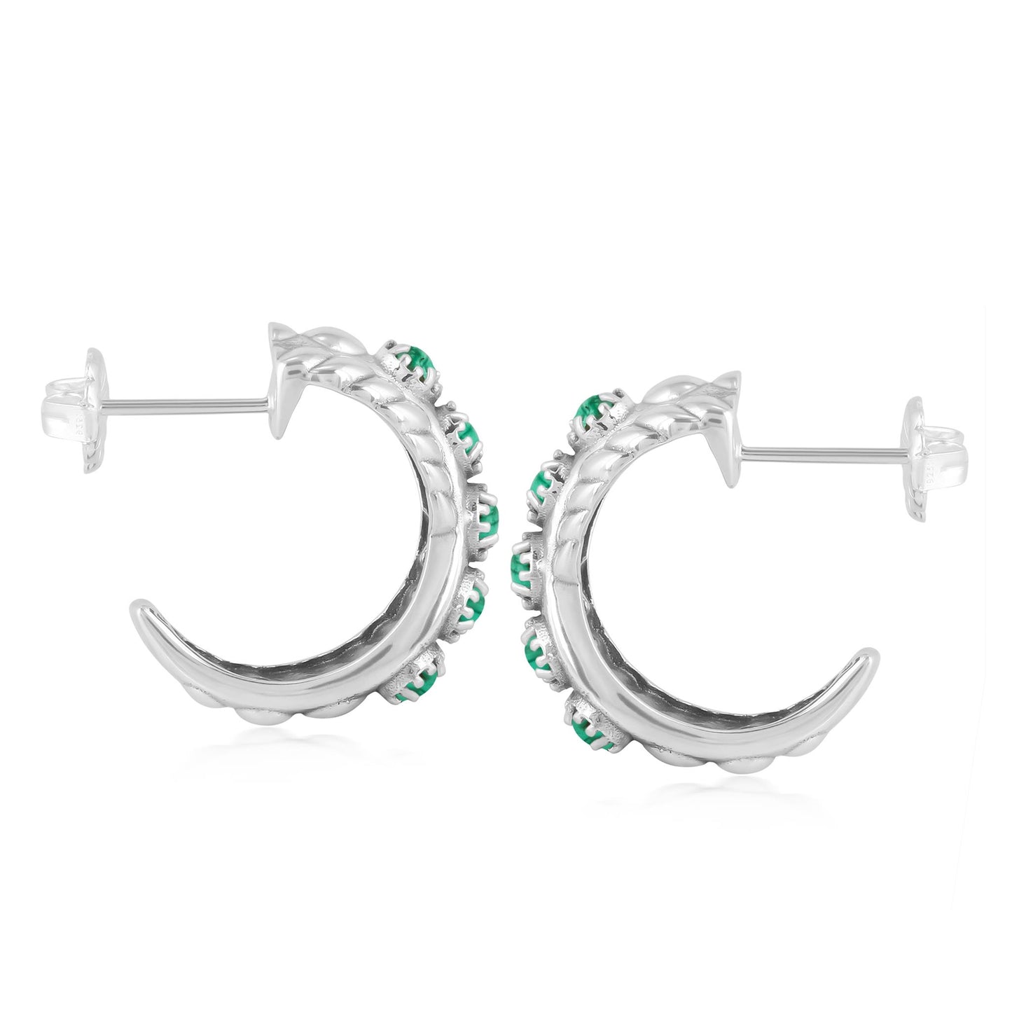 Sterling Silver Malachite Twist Hoop Earrings