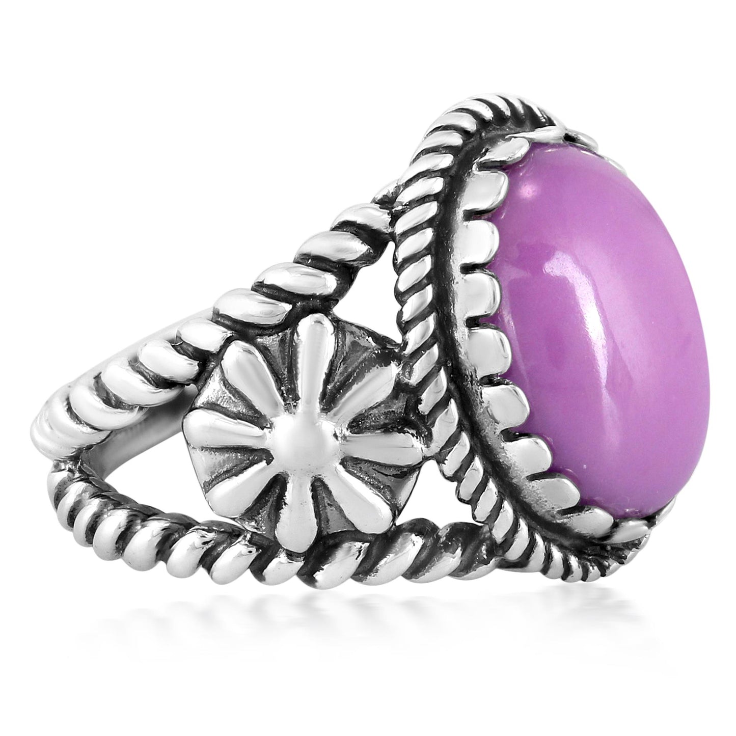 Sterling Silver Phosphosiderite Concha Flower Ring