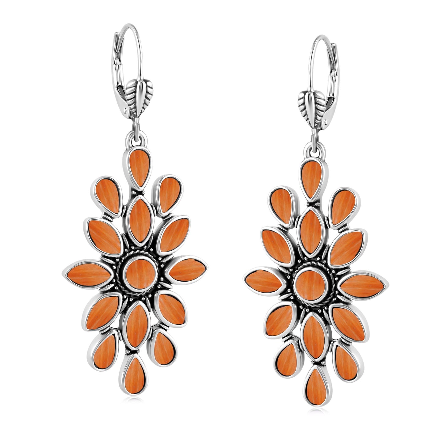EXCLUSIVELY OURS! Sterling Silver Orange Spiny Oyster Cluster Dangle Earrings
