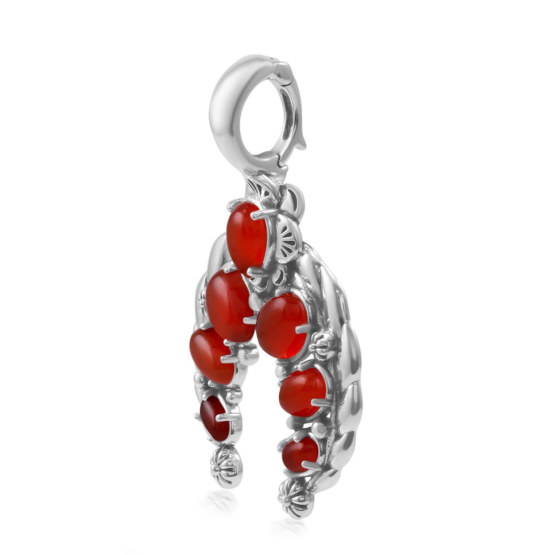 Sterling Silver Red Onyx Twisted Rope Naja Pendant Enhancer