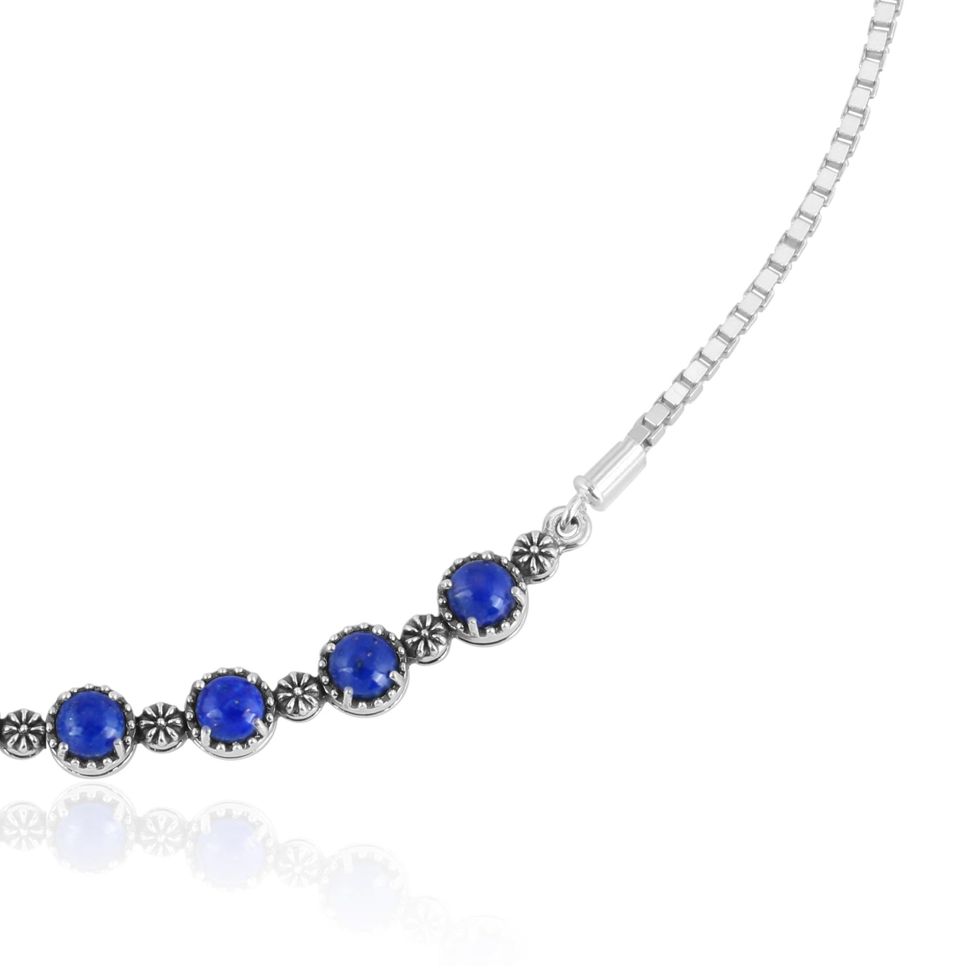 Sterling Silver Lapis Friendship Plaque Necklace