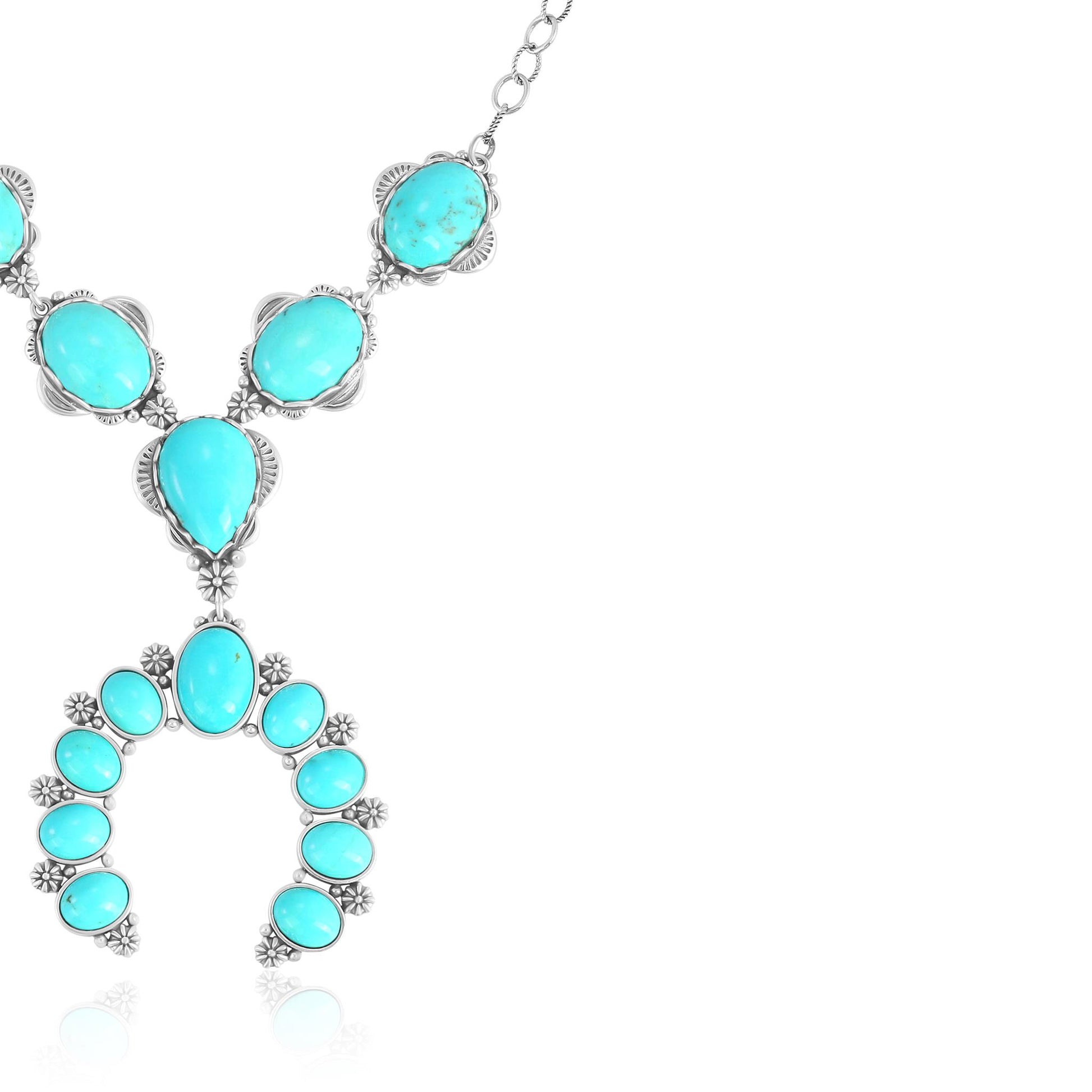 Sterling Silver Kingman Turquoise V-Shaped Naja Necklace, 17 to 20 Inches